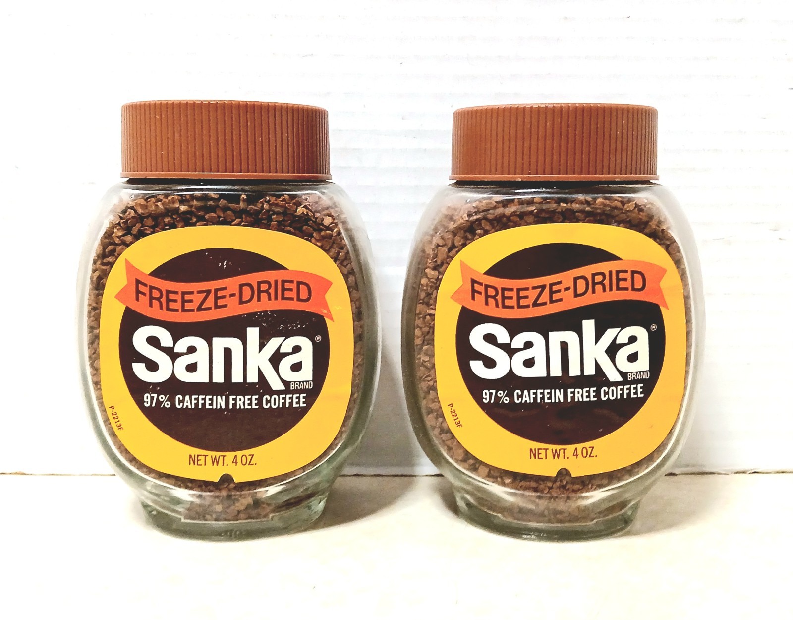 2 Vintage 4oz Unopened Jars Sanka Instant Freeze Dried Coffee 1980s Prop Display