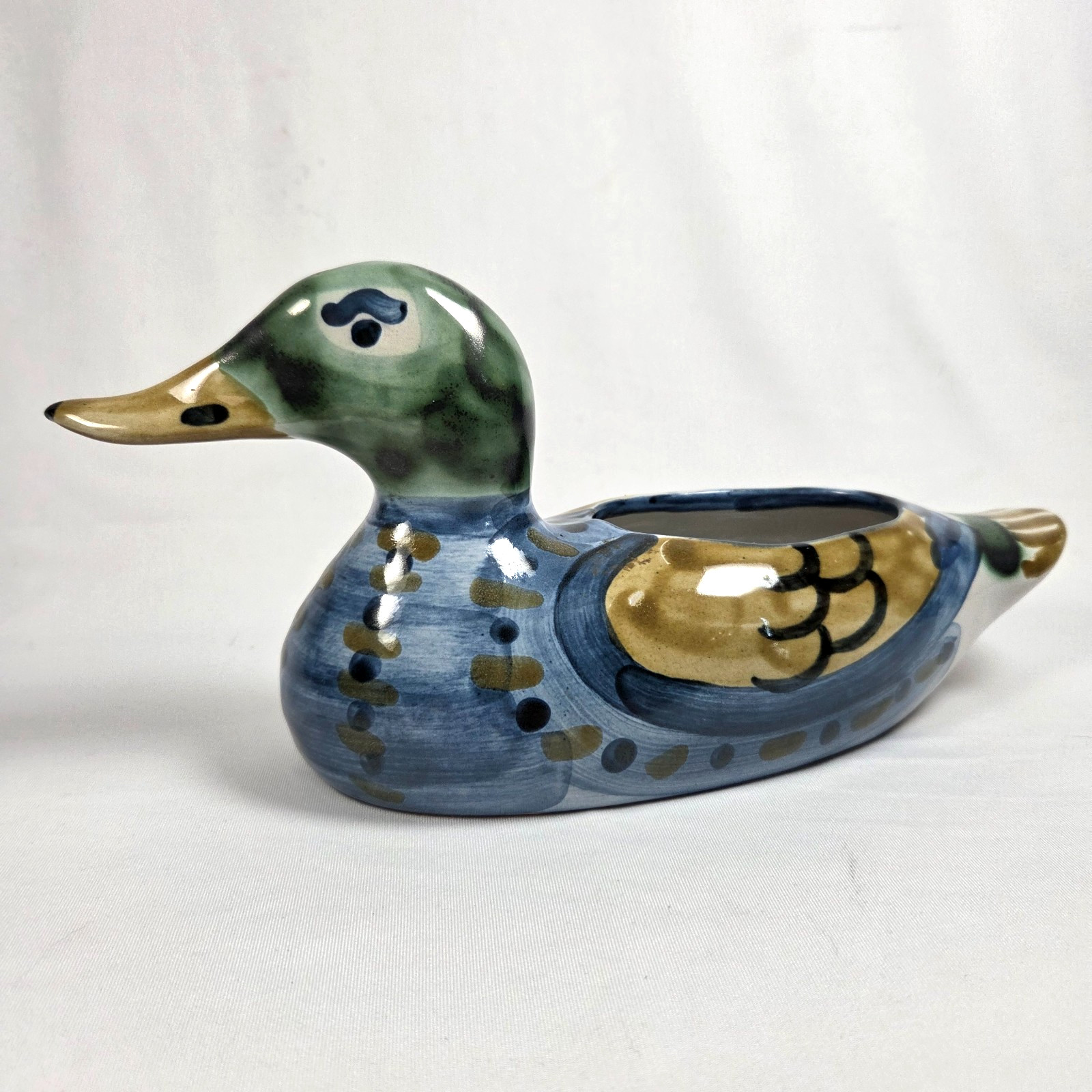 Vintage M.A. Hadley Stoneware Pottery Figural Duck Planter 11\
