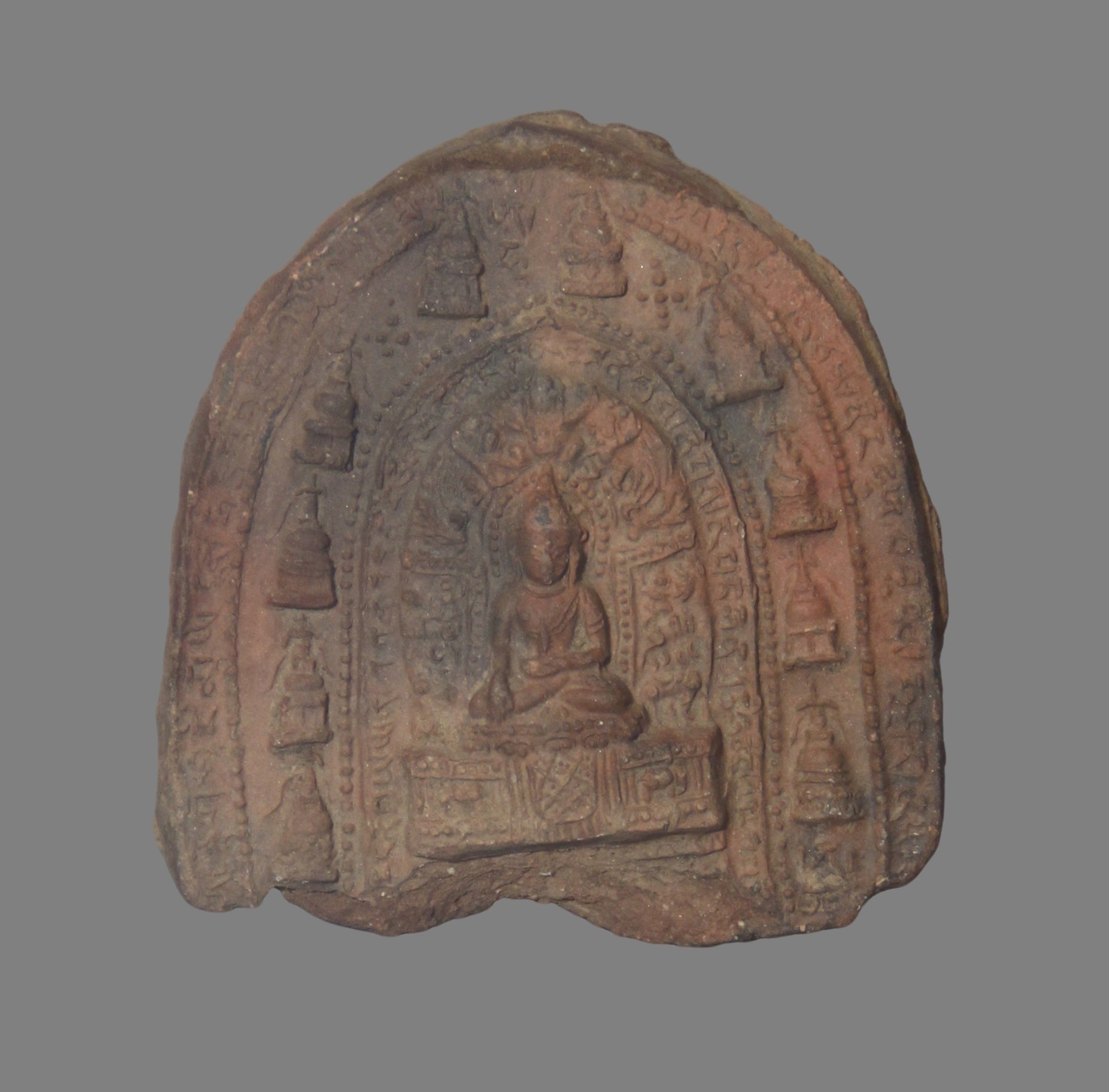 Tibet 1400s Old Antique Buddhist Clay Tsa Tsa buddha statue Ten Stupas Akshobya