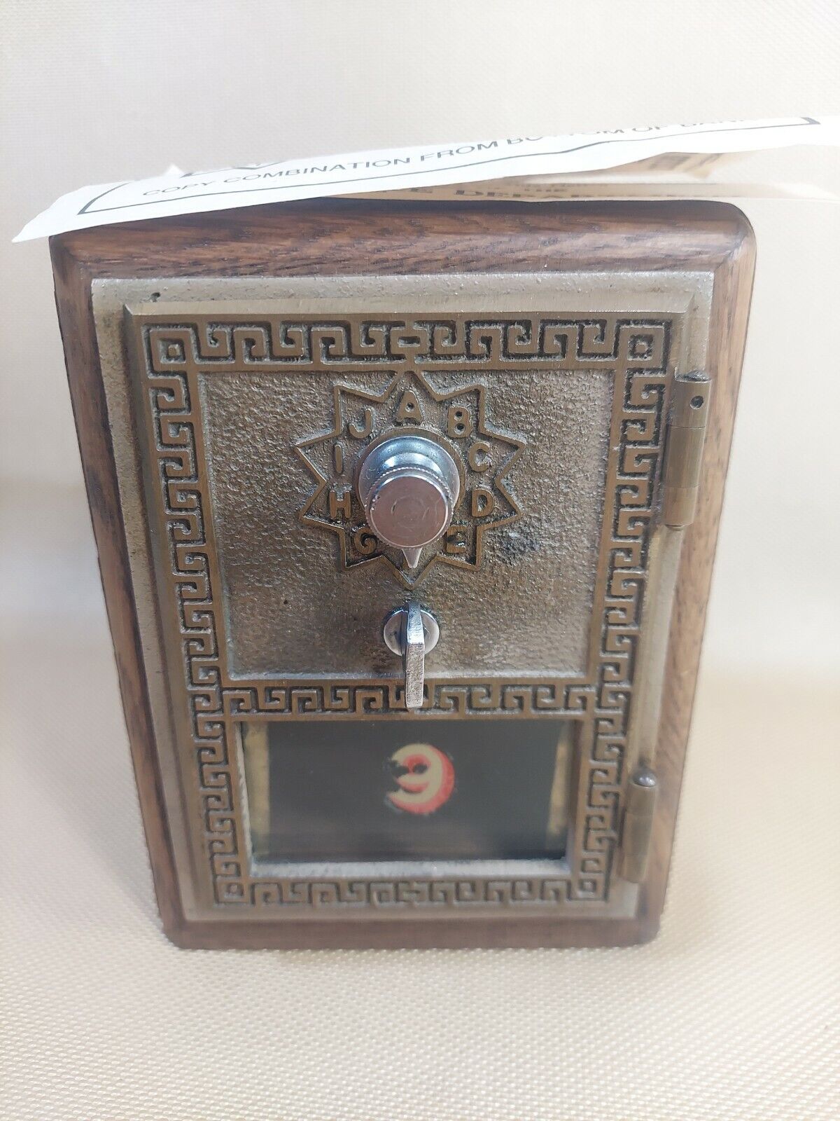 Working Vintage Wood Post Office Door Bank Combination LOCK w/ Coin Slot