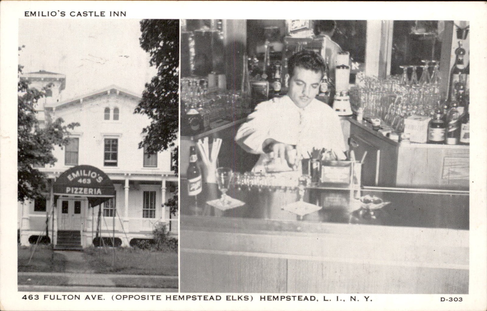 Hempstead NY Emilio\'s Castle Inn c1950s-60s Vintage Postcard bhn