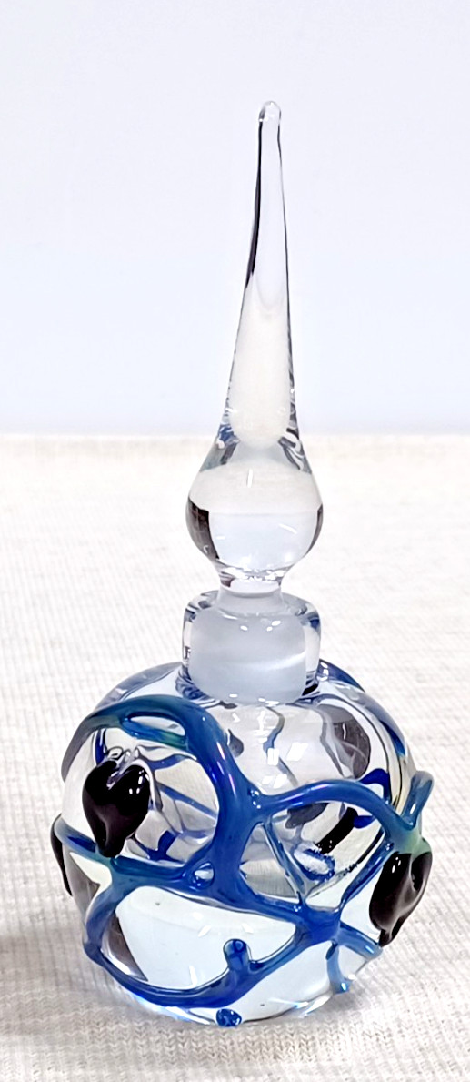 Vtg Art Glass Vandermark Perfume Bottle w/ Stopper 6 1/4\