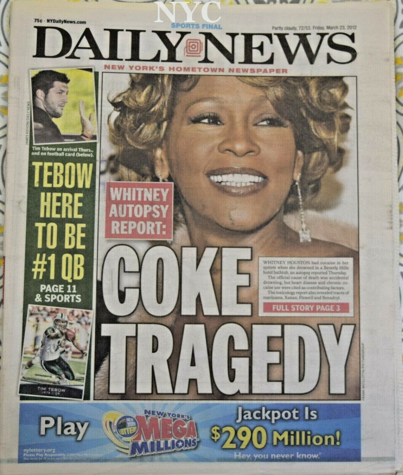 Whitney Houston Coke Tragedy Ny Daily News March 23 2012 🔥