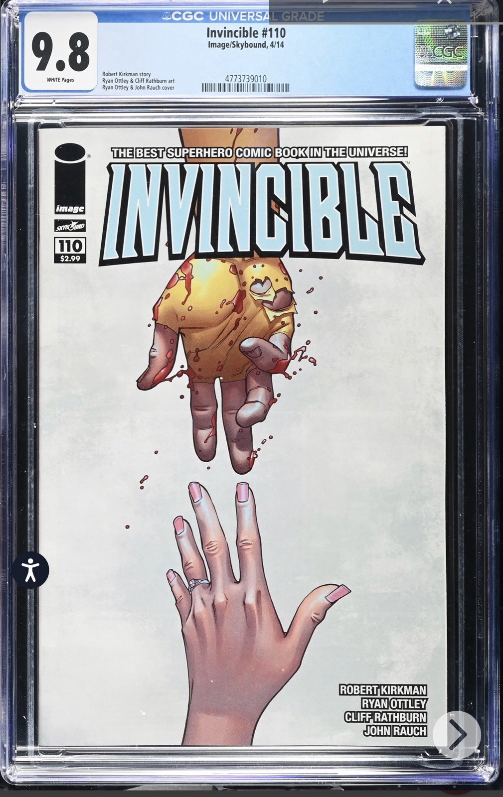 Invincible #110 CGC 9.8 White Image 4/14 Kirkman Ottley Key Issue