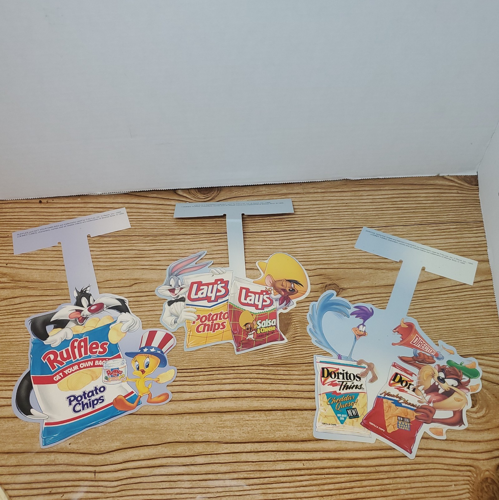 VTG 1995 FRITO-LAY Looney Tunes Shelf Hanger Advertising Sign Display RARE Lot 3