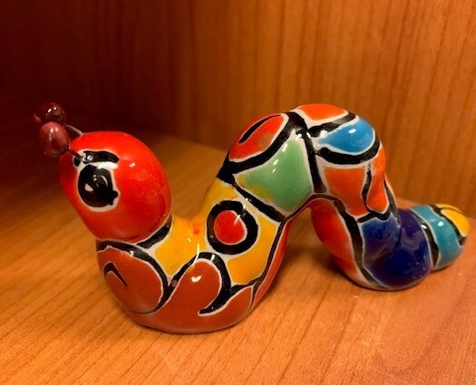 Authentic Hand-Painted Talavera Mini Caterpillar in Bright Fiesta Colors 29055