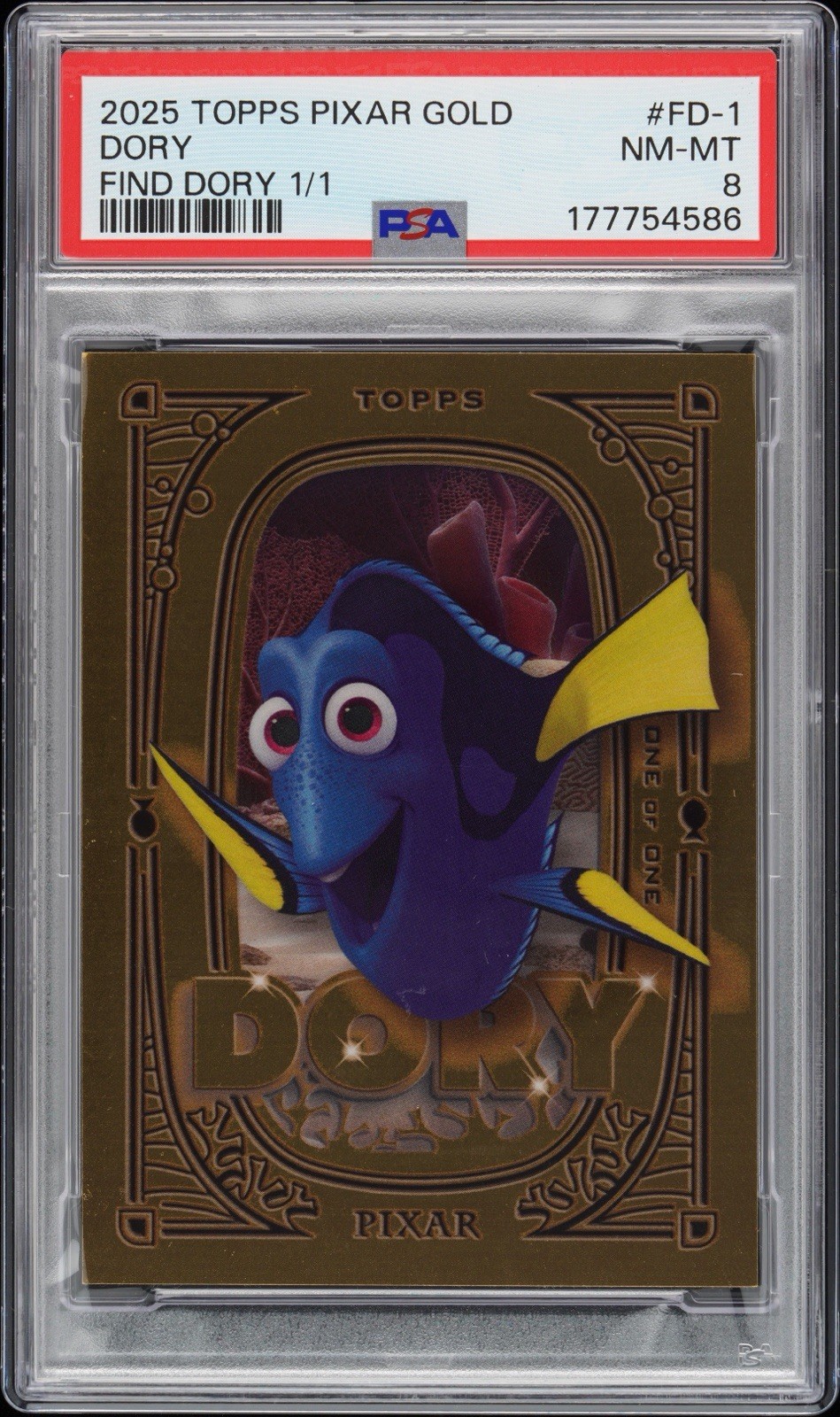 2025 Topps Pixar Gold Dory Find Dory 1/1 Disney #FD-1 PSA 8 2025 Topps Pixar Gold Dory Find Dory 1/1 Disney #FD-1 PSA 8