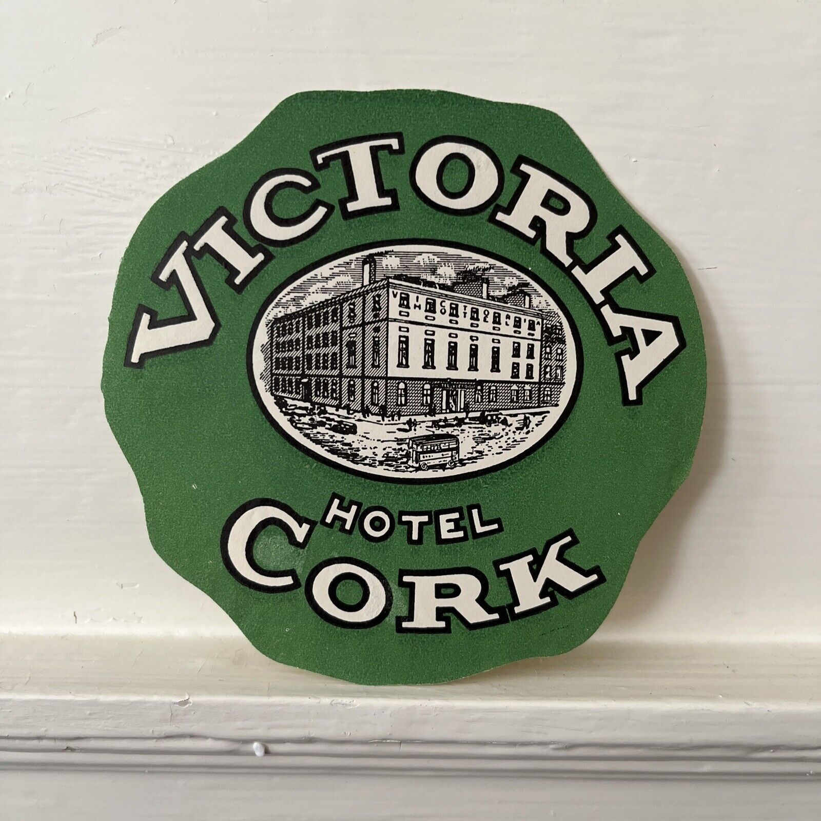 Vtg Antique 1930s Victoria Hotel Cork Ireland Luggage Baggage LABEL Sticker