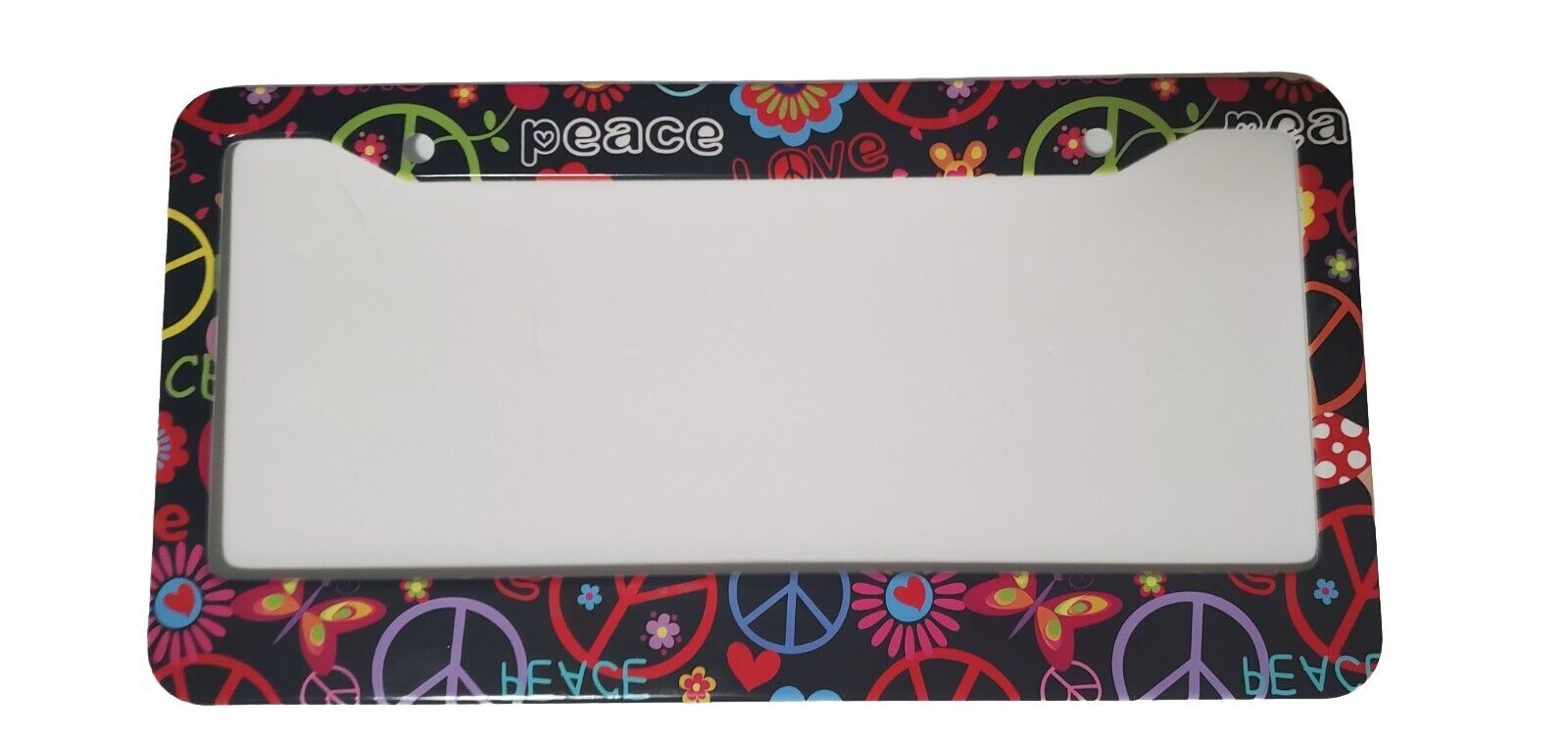 Hippie~Peace Sign Steel Metal License Plate Frame (Very Unique)