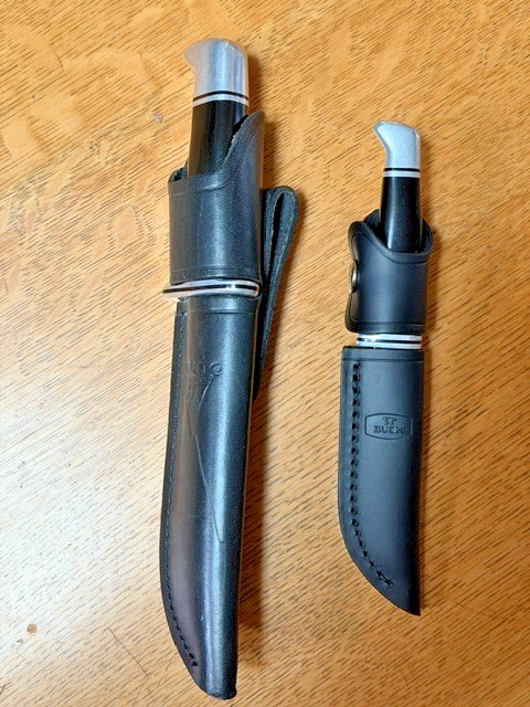 Buck Fixed Blade USA 119 and 102 Knives with Sheaths - Nice