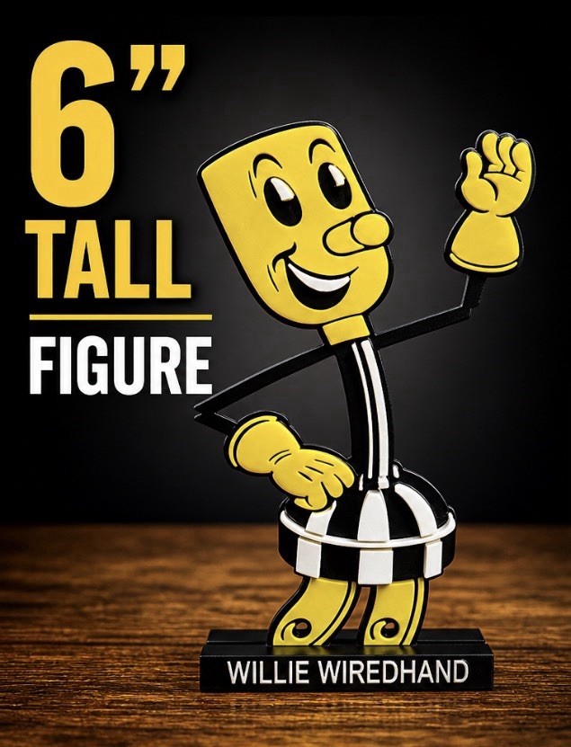 6” Willie Wiredhand Figure Retro Electric Mascot Display Statue Utility Office
