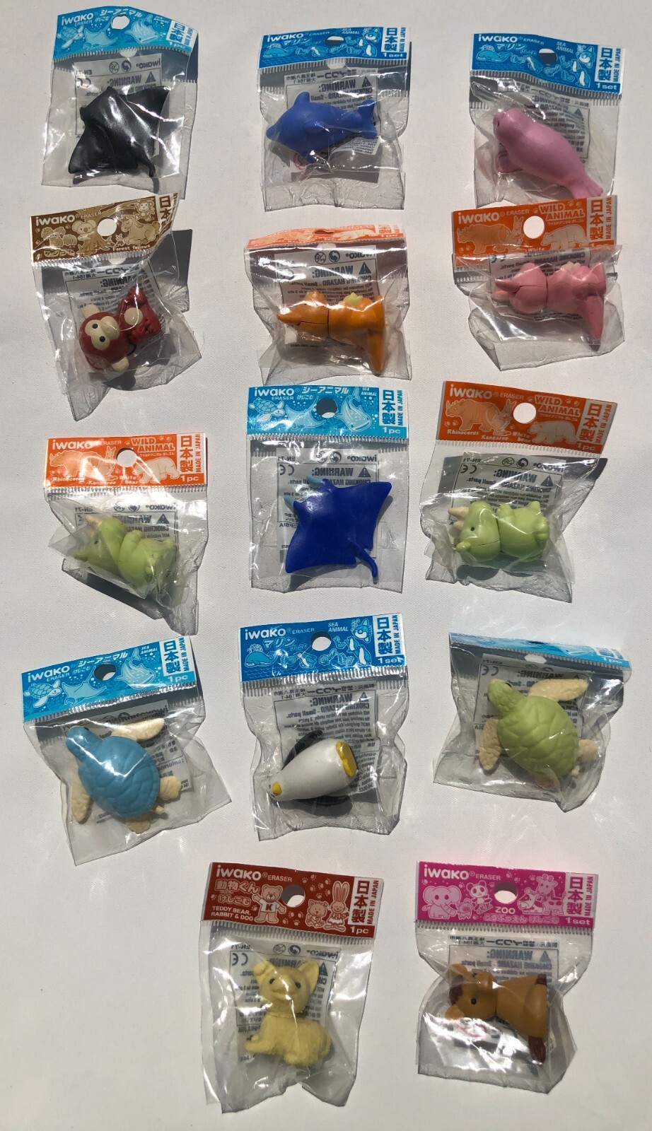 Sealed Japan Iwako Eraser Sea ~Wild~Animals ~Zoo~Forest Lot of 14 Japanese Sealed Japan Iwako Eraser Sea ~Wild~Animals ~Zoo~Forest Lot of 14 Japanese