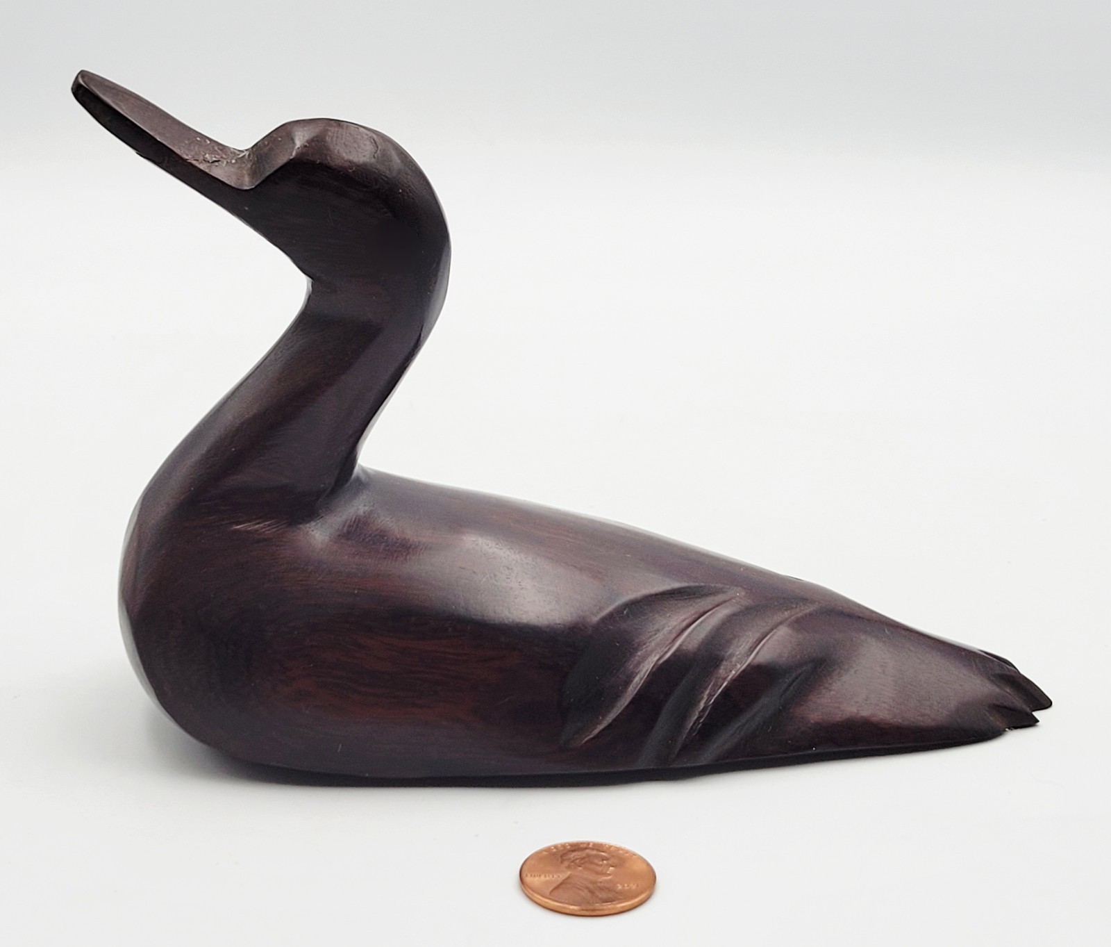 VTG Hand-Carved Ironwood Folk Art Duck Sculpture from Seri Artisan, Mexico 