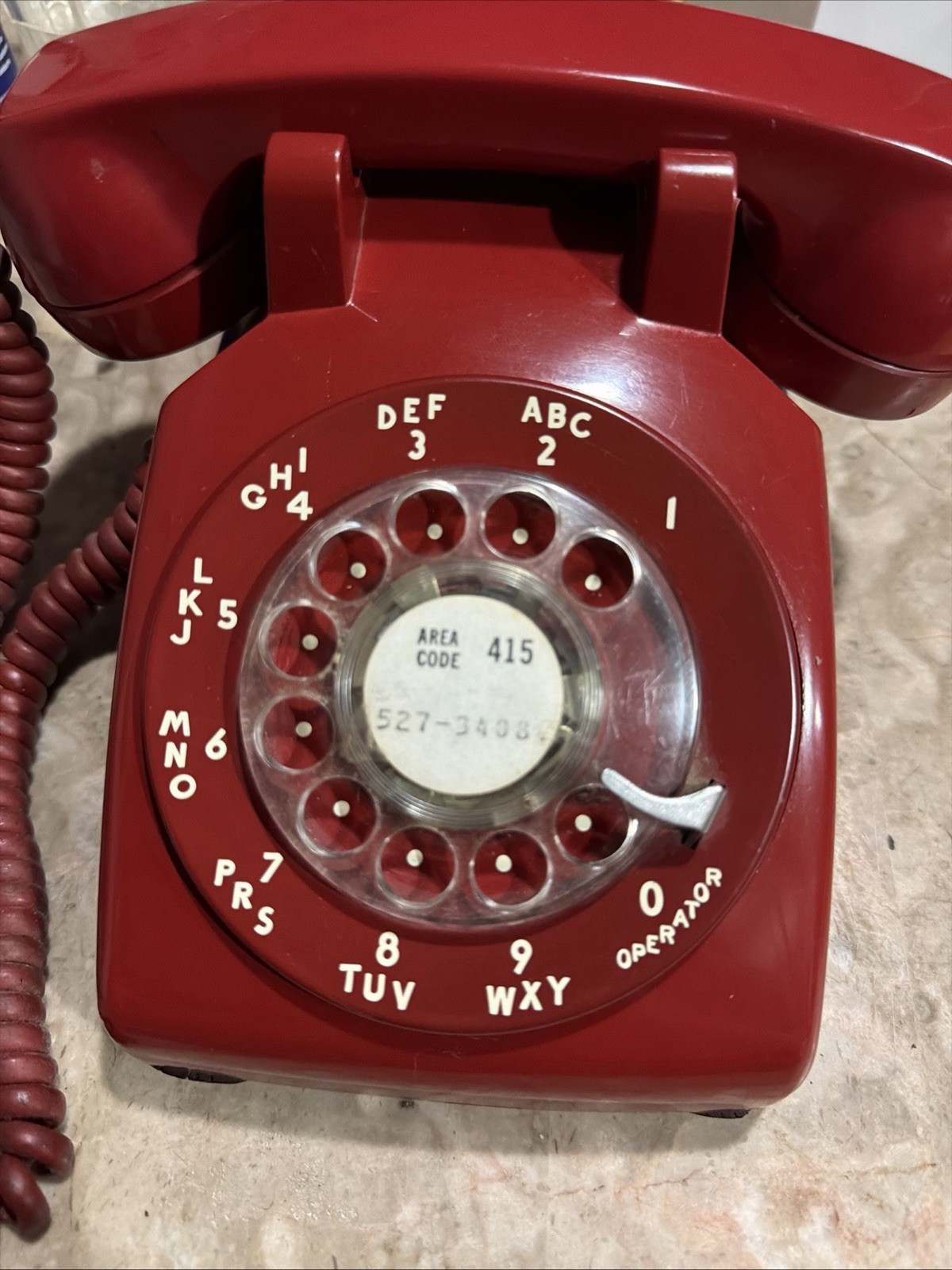Original RED AT&T 500DM Rotary Phone Bell System Property Not For sale 👀