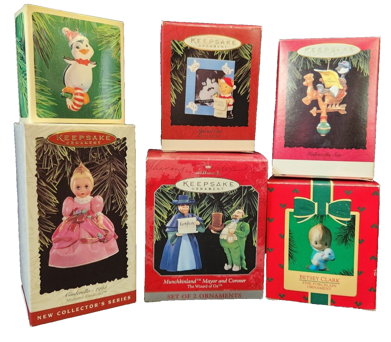 Vintage Hallmark Keepsake Christmas Ornaments Lot 6 Various Decorations w/Boxes