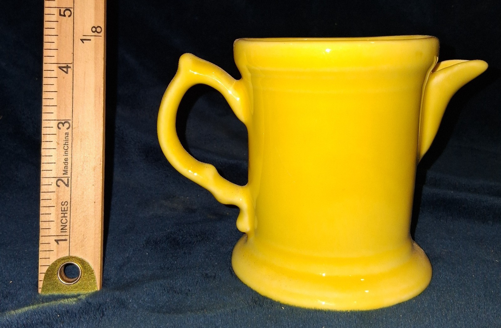 Vintage Camark Pottery Yellow Shaving Scuttle Mug Art Deco USA Ceramic