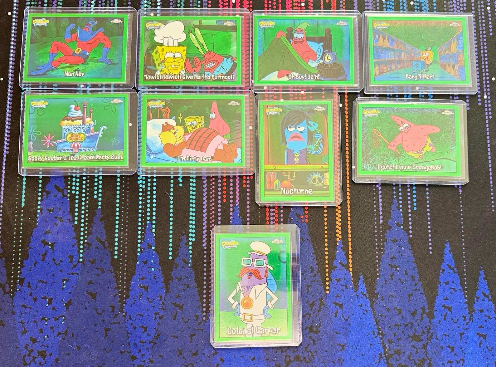 2025 Topps Chrome SpongeBob 9 Card Kelp Green Refractor Lot (No Duplicates) 2025 Topps Chrome SpongeBob 9 Card Kelp Green Refractor Lot (No Duplicates)