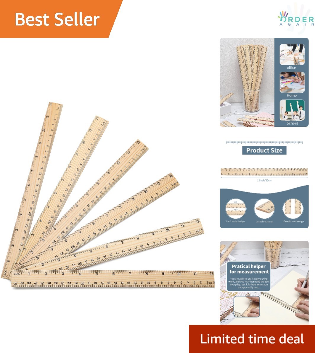 60 Pack 12 Inch Wooden Rulers Bulk Dual Scale Office School Measuring Tools 60 Pack 12 Inch Wooden Rulers Bulk Dual Scale Office School Measuring Tools