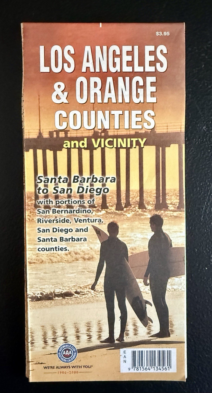Vintage 1999 AAA Los Angeles Orange Counties Map Southern California San Diego
