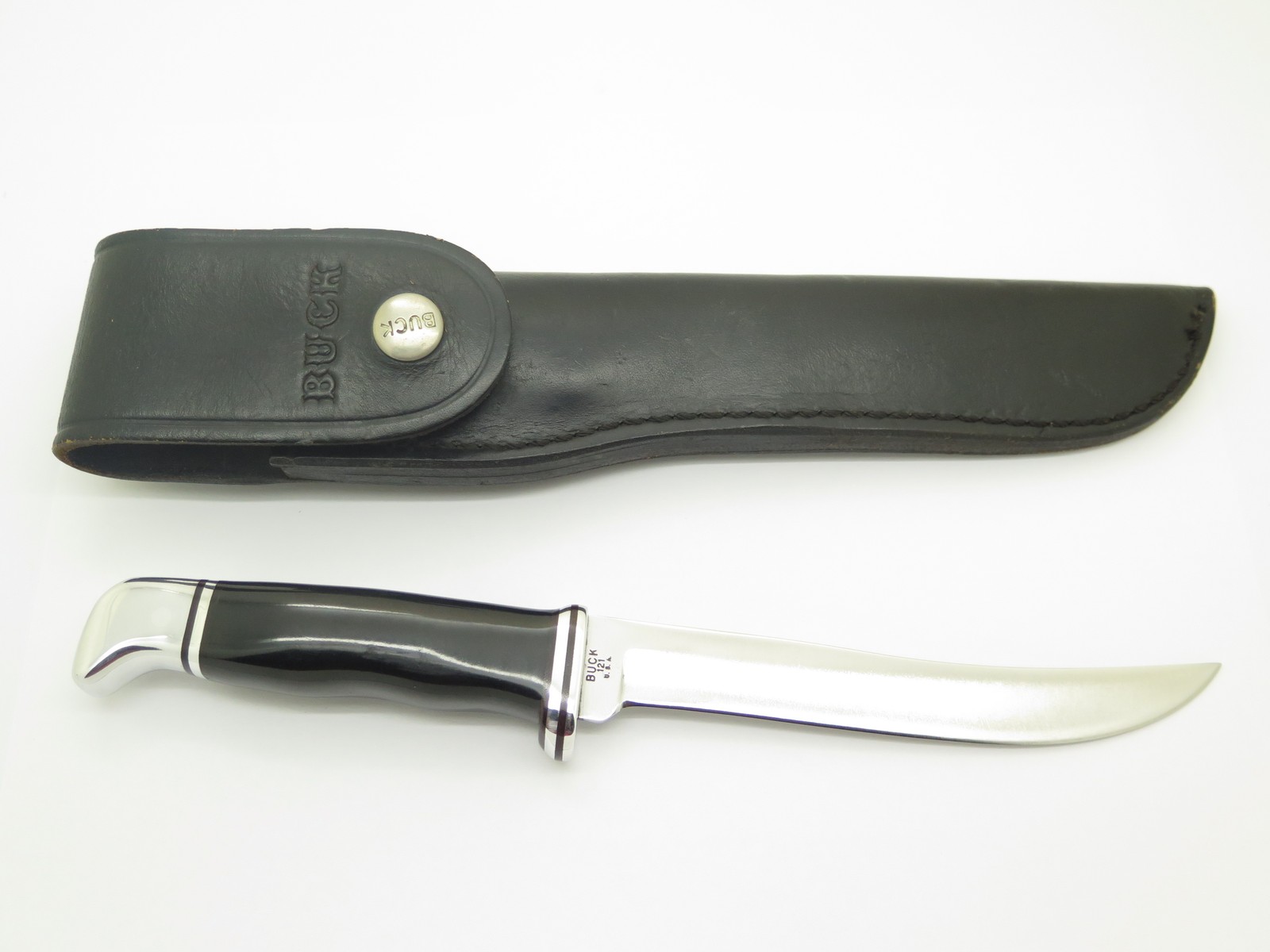 Vintage 1972 Buck 121 Fisherman Inverted 3 Liner USA Fixed Fillet Hunting Knife