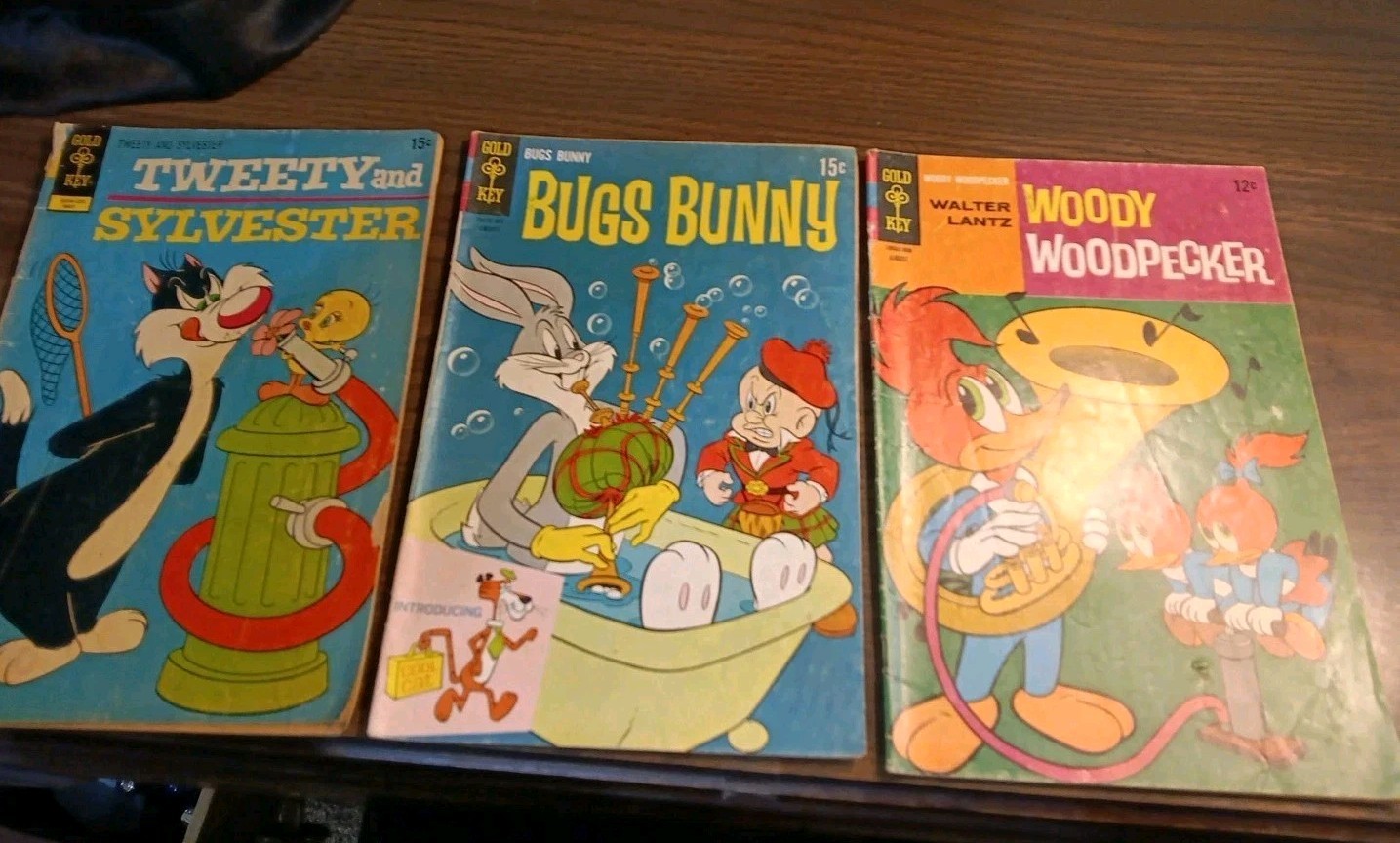 VTG-Gold Key Comics-Lot Of 3-Tweety & Sylvester, Bugs Bunny &Woody Woodpecker