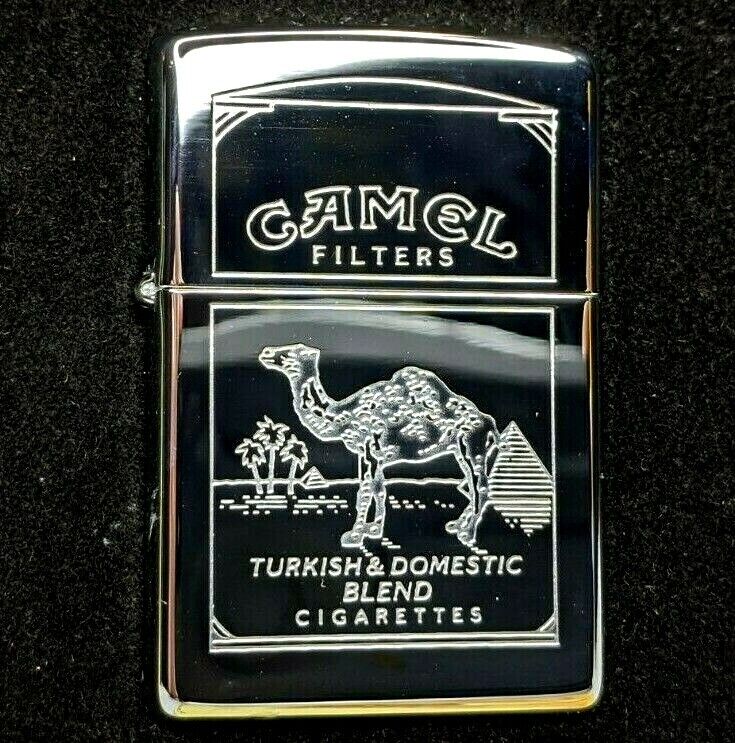SEALED 1995 Polished Chrome Camel Zippo Filters Turkish Pack Lighter Sticker E3