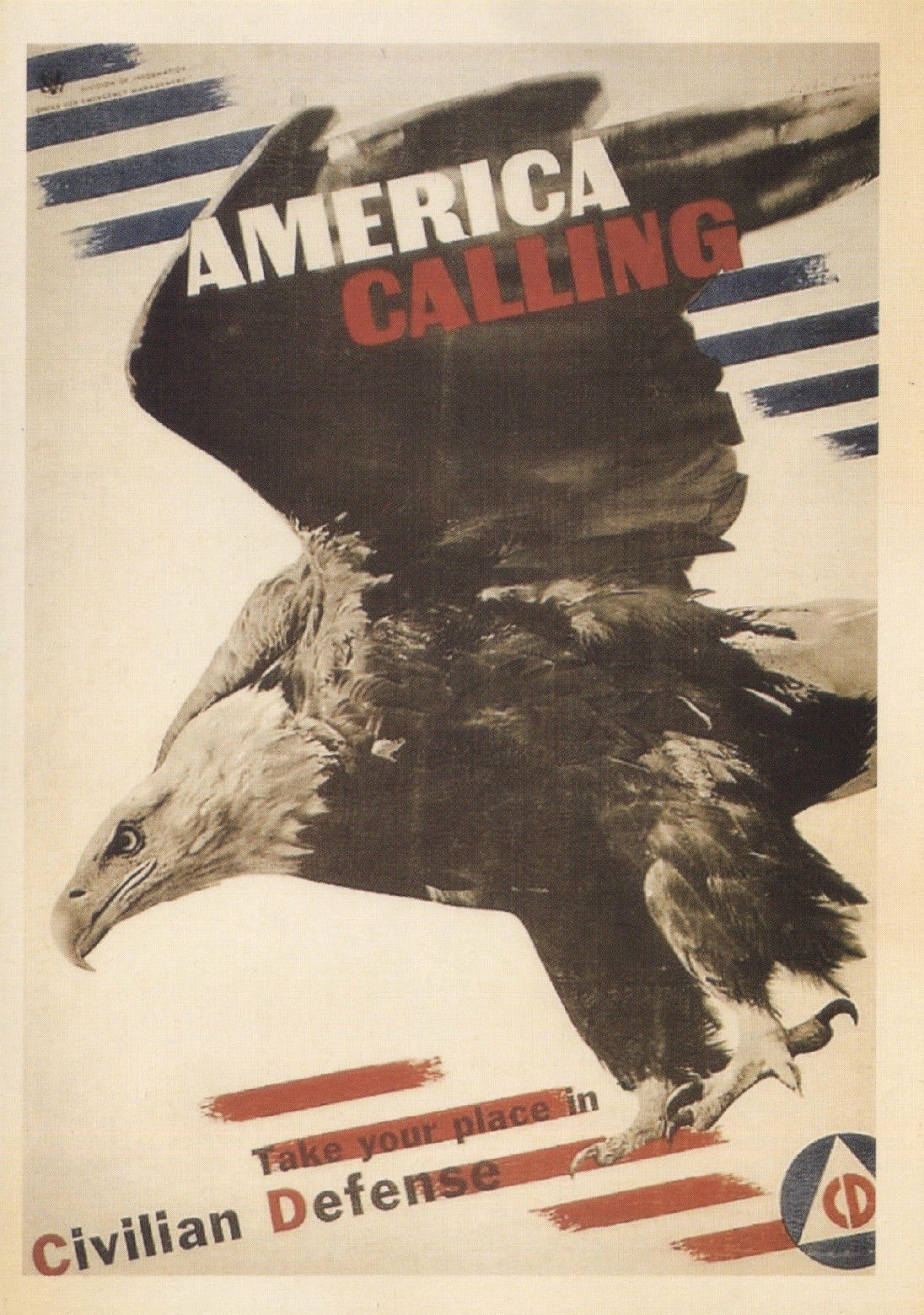postcard War WW2 🦅 AMERICA CALLING Civilian Defense Vintage style advertising 