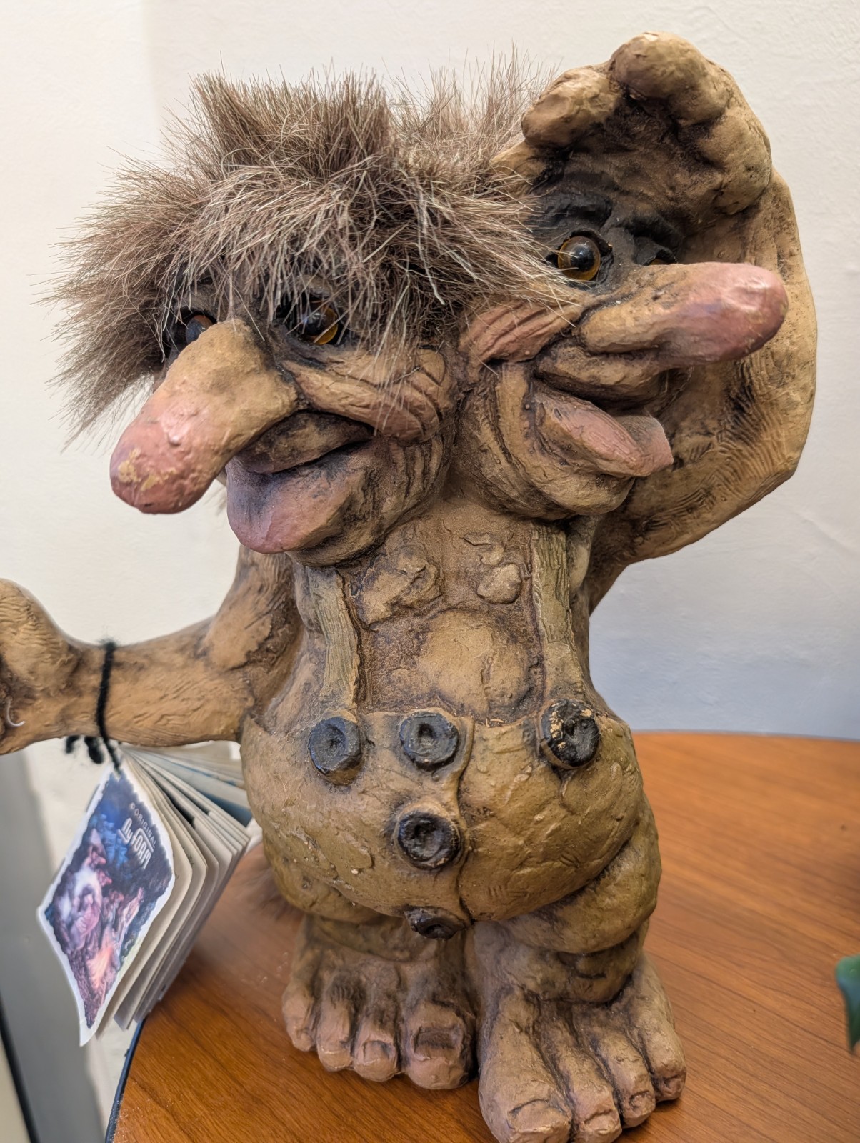 NyForm Two-Headed Troll figurine. Includes original booklet and tag on bottom
