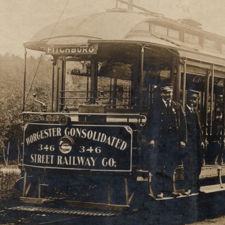 Antique Photo Worcester Consolidated Street Railway Co Trolley 346 Fitchburg MA