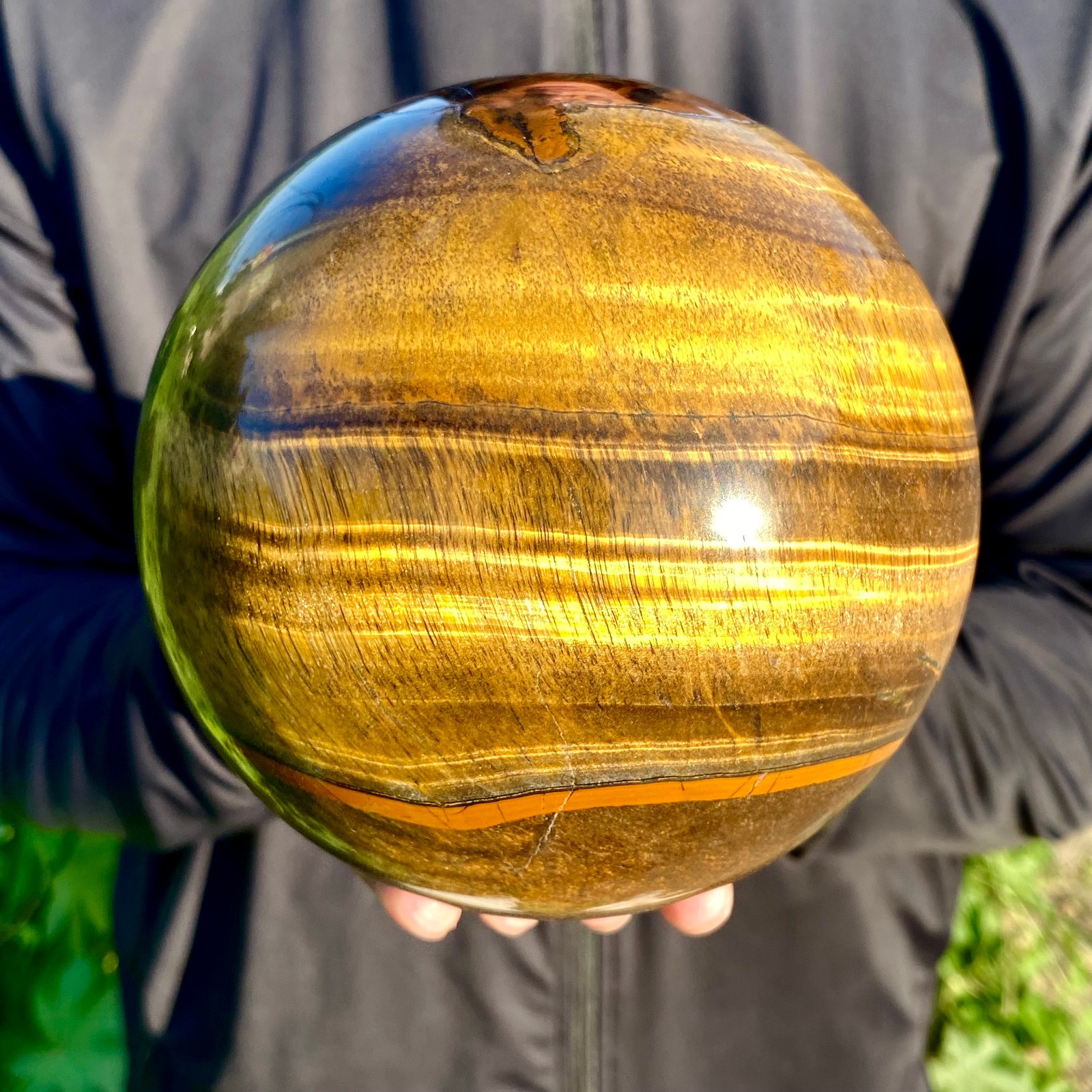 6.15LB Natural Large Gold Tiger’s Eye Stone Quartz Crystal Sphere Specimen Reiki