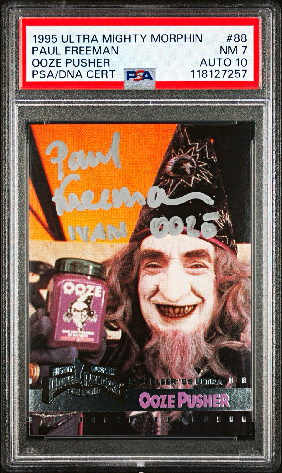 1995 Ultra Might Morphin Power Rangers #88 Ooze Pusher Signed Freeman PSA 7/10