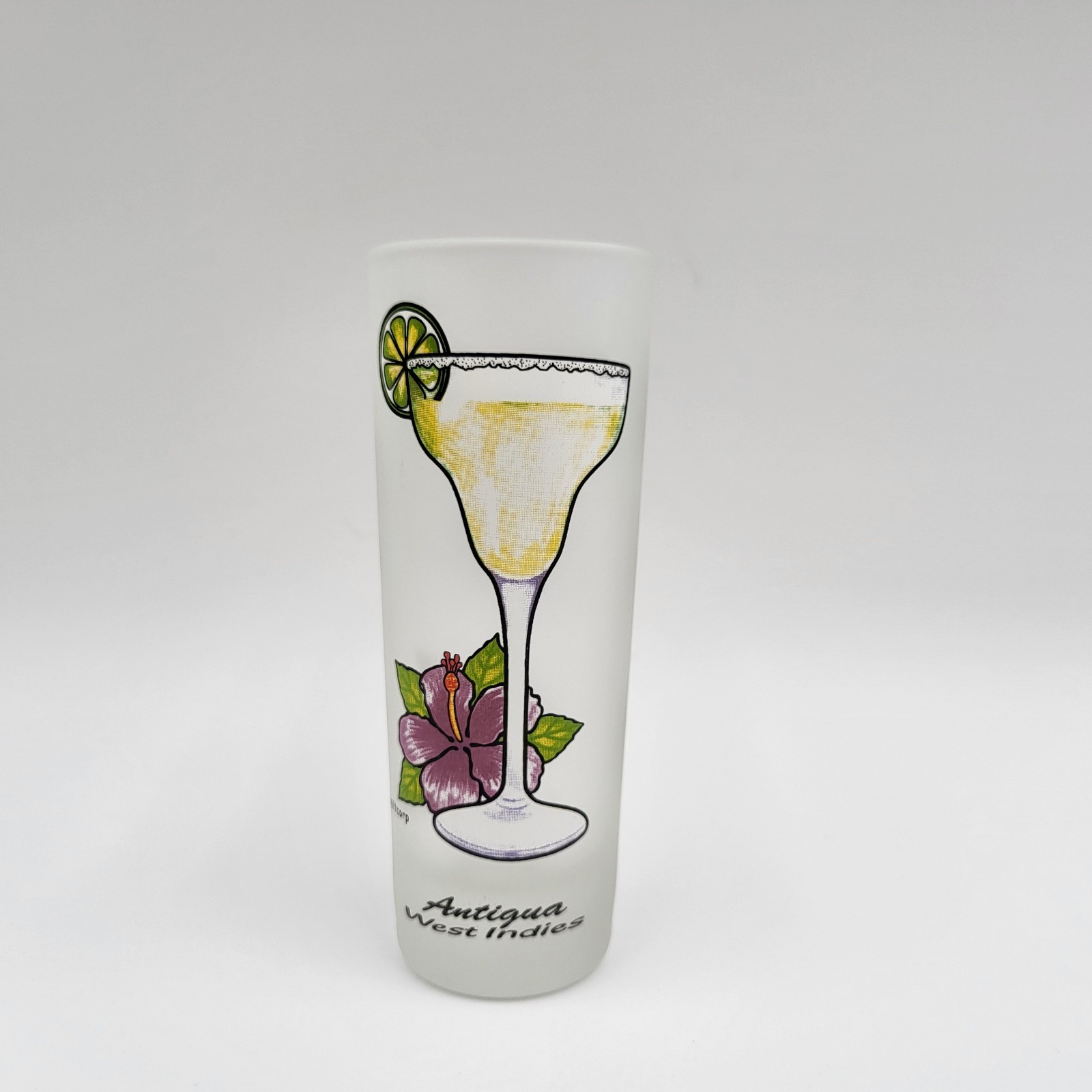 Shot Glass, Souvenir ANTIGUA WEST INDIES with Margarita Recipe back of glass 4\