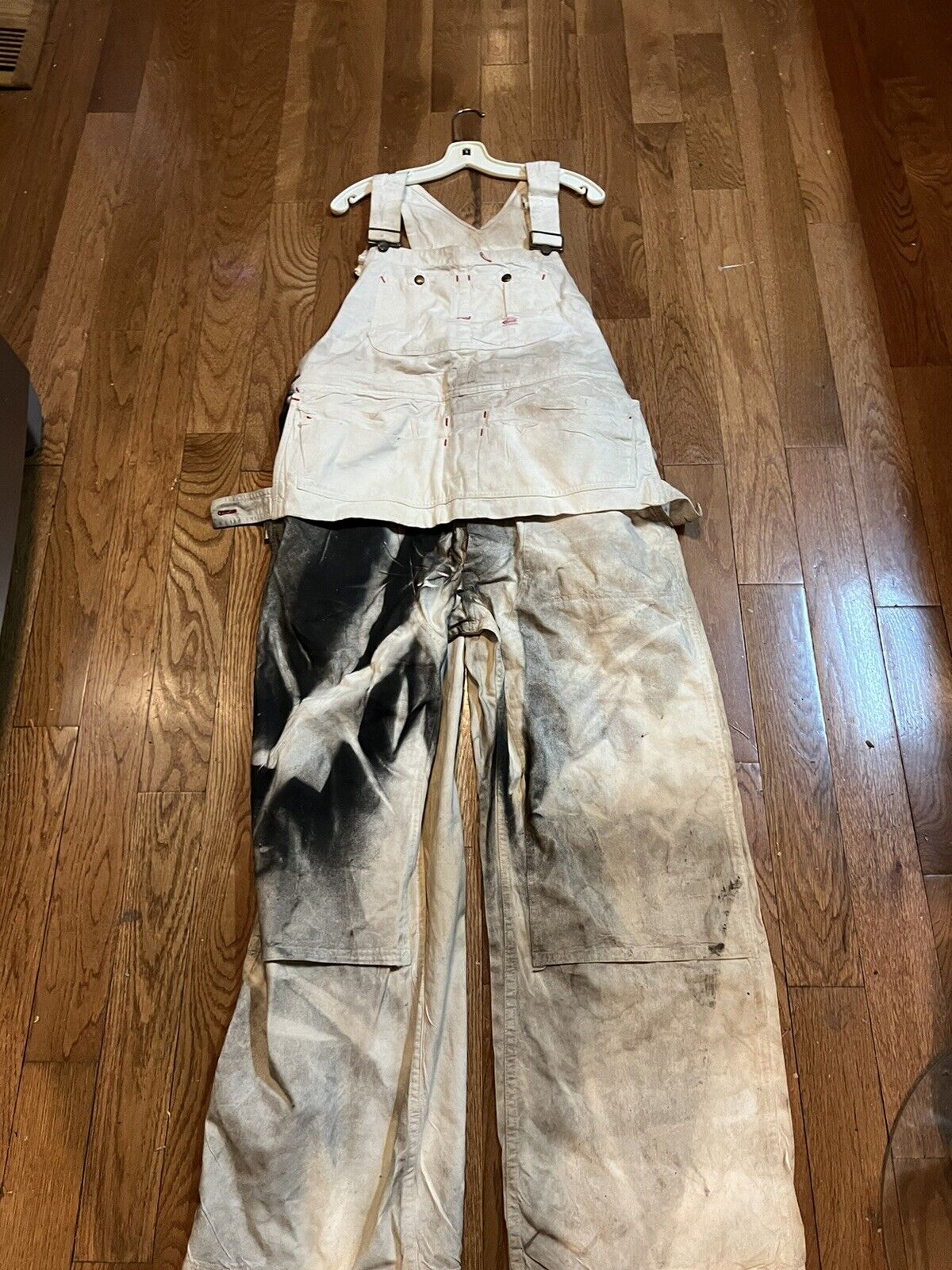 Vintage Cowden Union Made Sanfornized Overalls W/Tool Pouch USA 38 X 29