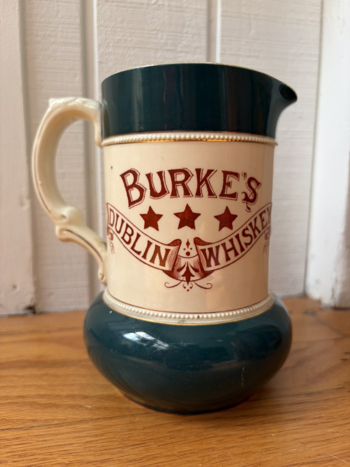 *Rare*  Burke's Dublin Whiskey Jug Mug Irish Old Vintage Bar Bartender Stein