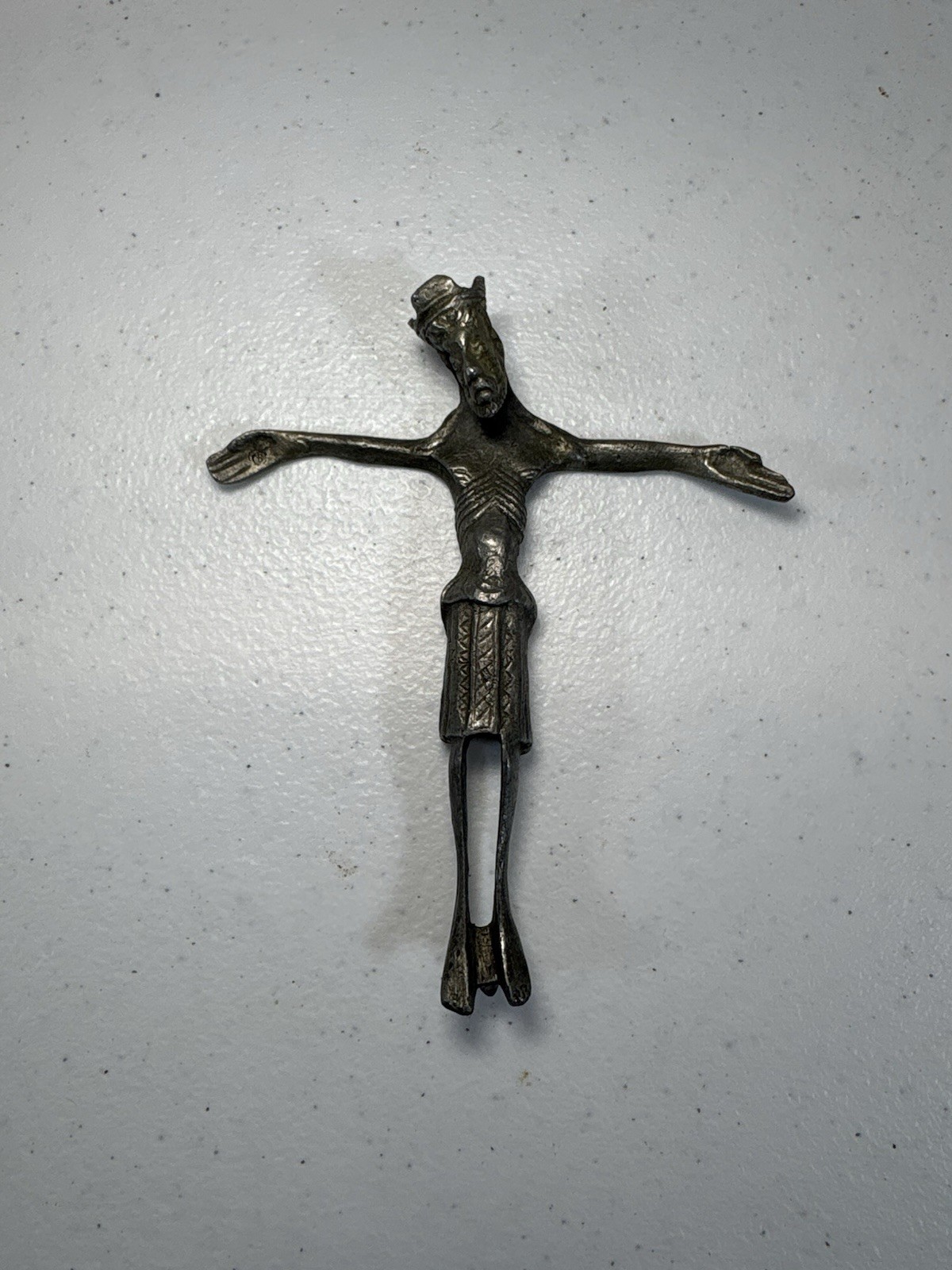 Vintage Jesus Christ Corpus Crucifix Figure Non-Magnetic Metal 5” Religious