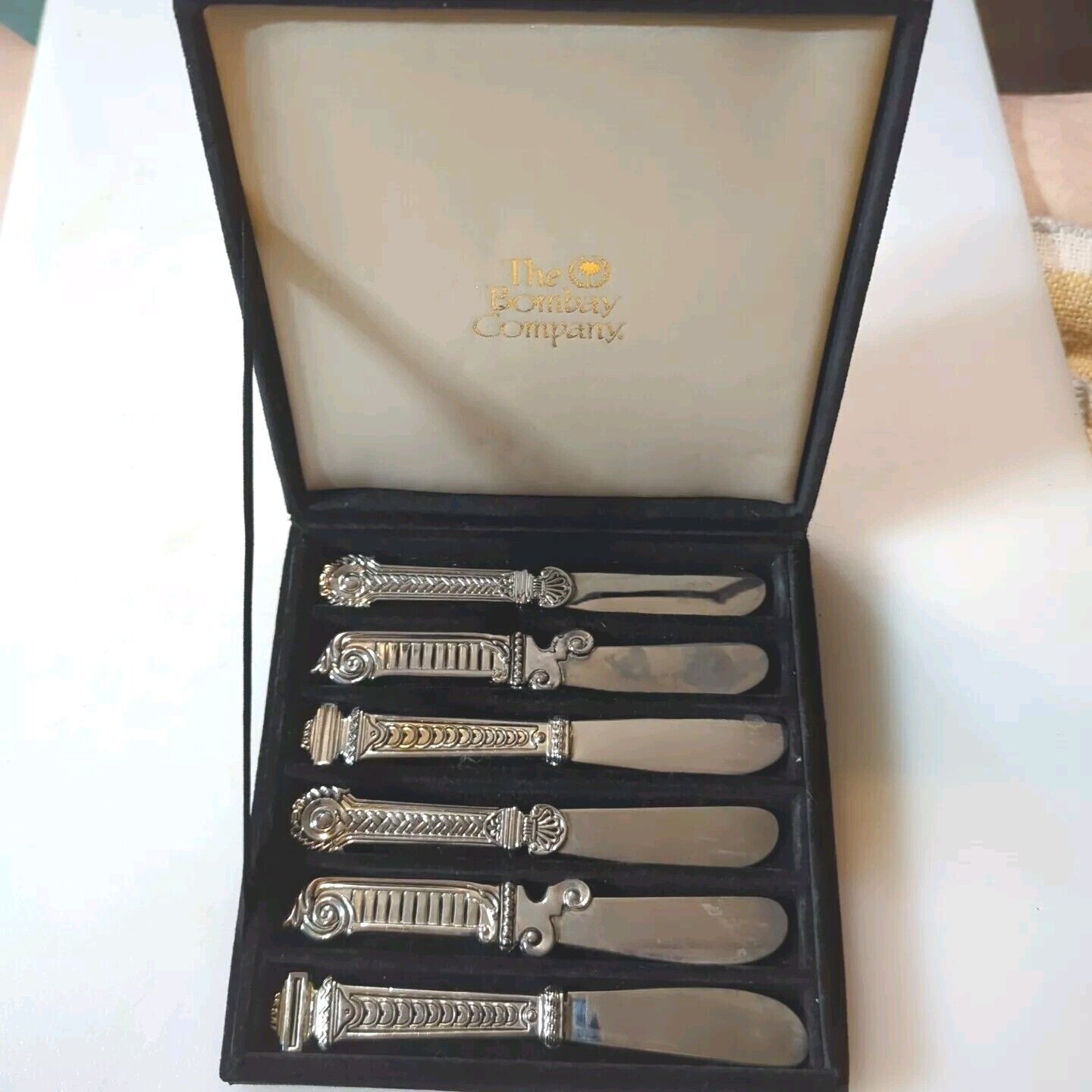 Bombay Company Godinger Silver Plated Pate Knives Set Of 6 Assorted