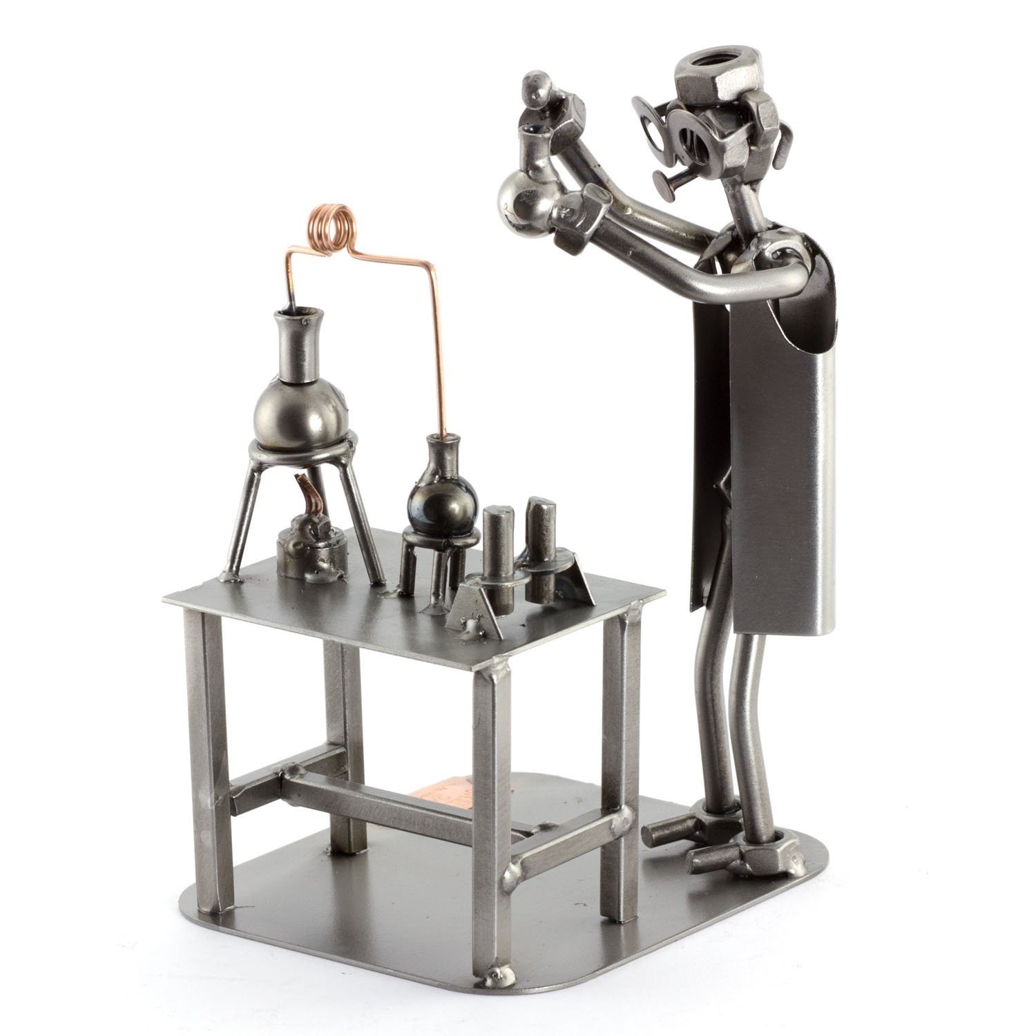 Steelman24 Chemist Sculpture – Handmade Nuts & Bolts Metal Figurine, Germany Steelman24 Chemist Sculpture – Handmade Nuts & Bolts Metal Figurine, Germany