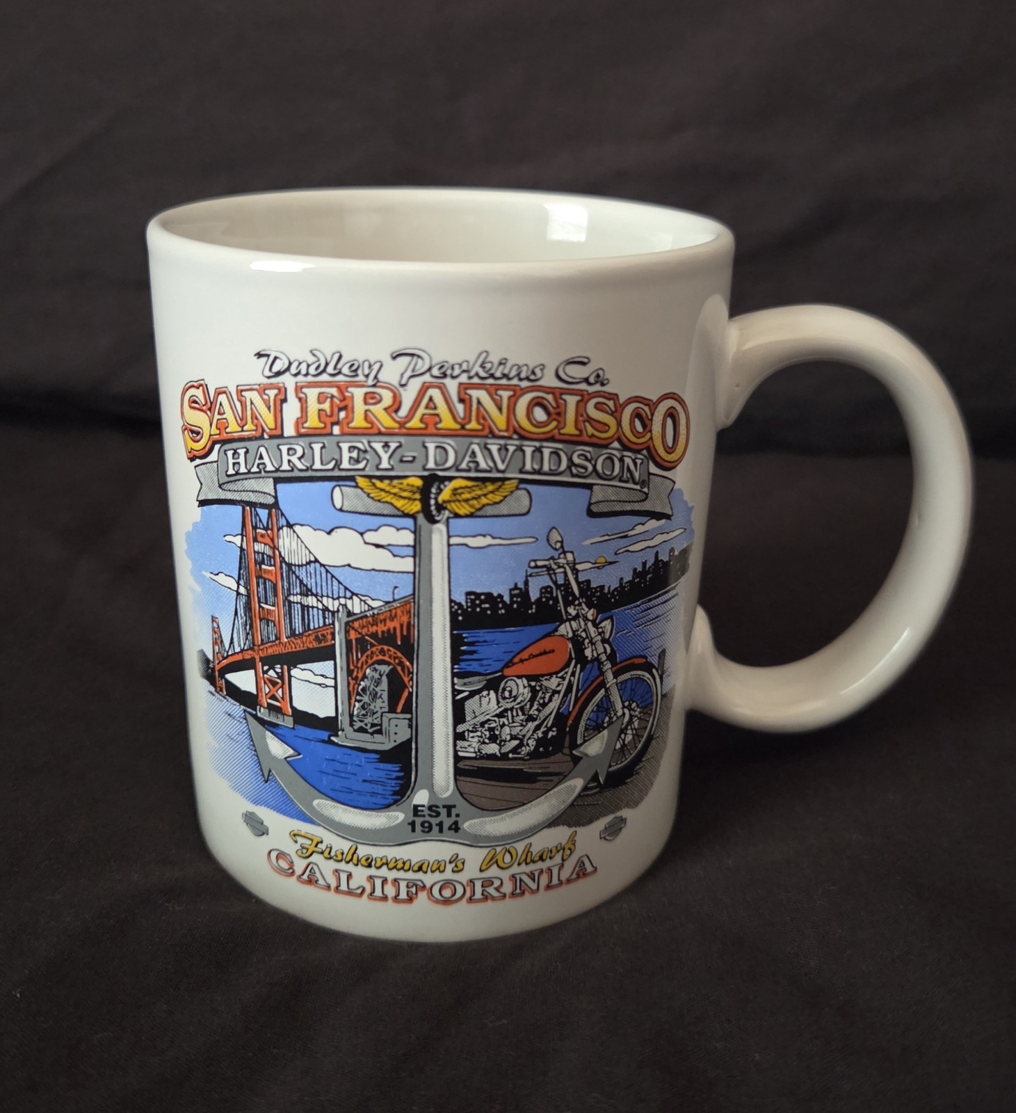VINTAGE 1990\'s Harley-Davidson San Francisco Dudley Perkins Co. Coffee Mug CLEAN