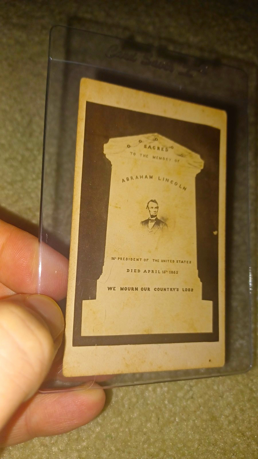 Abraham Lincoln Memorial Card \