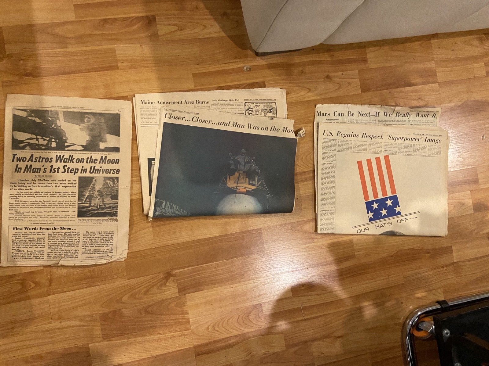 LOT OF THE MIAMI HERALD 1969 MOON LANDING NEWSPAPERS JULY 1969 + ONE DAILY NEWS
