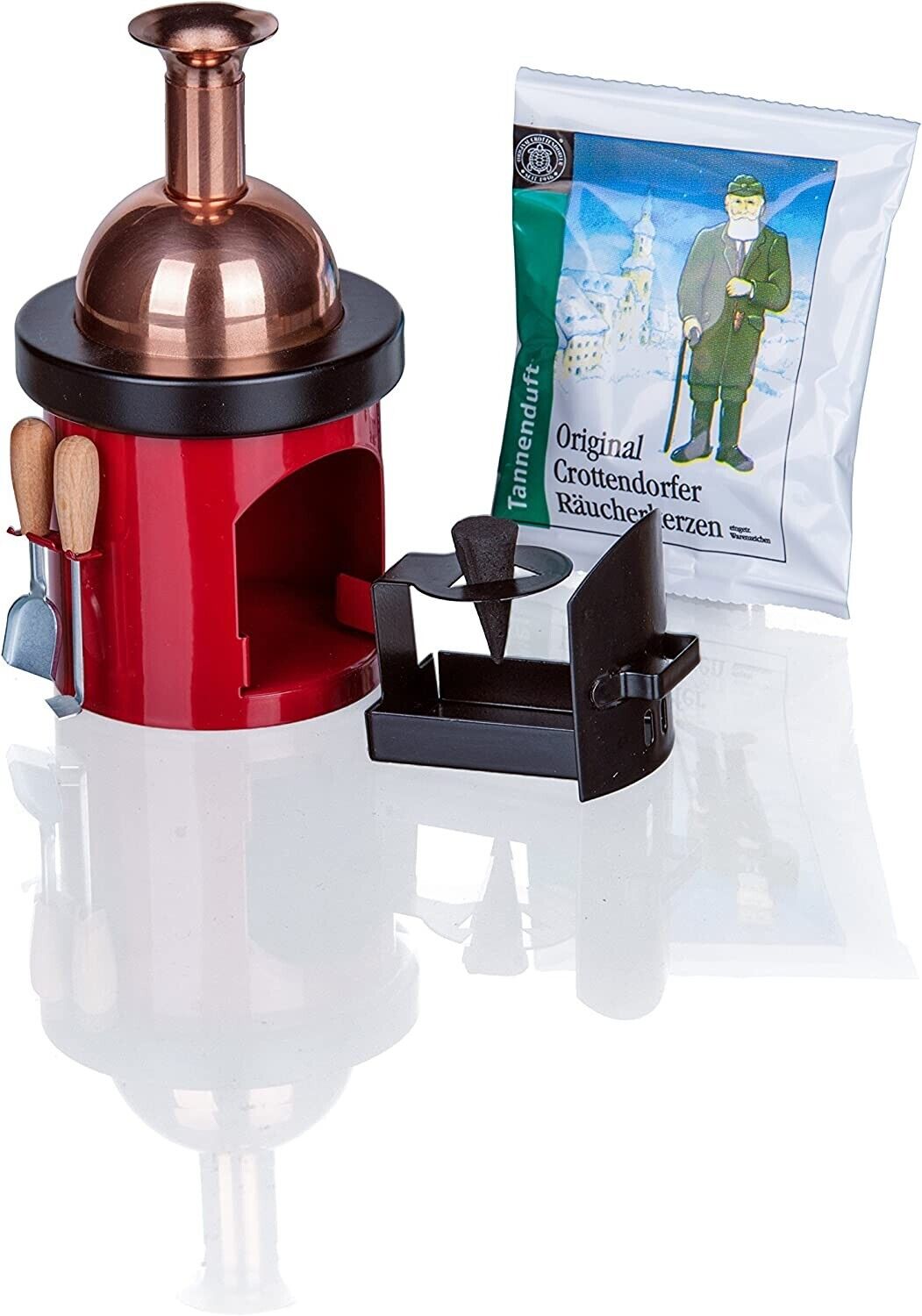 New Small Red Metal Smoker Kettle Made in Germany w/Box & Trial Pack of Incense