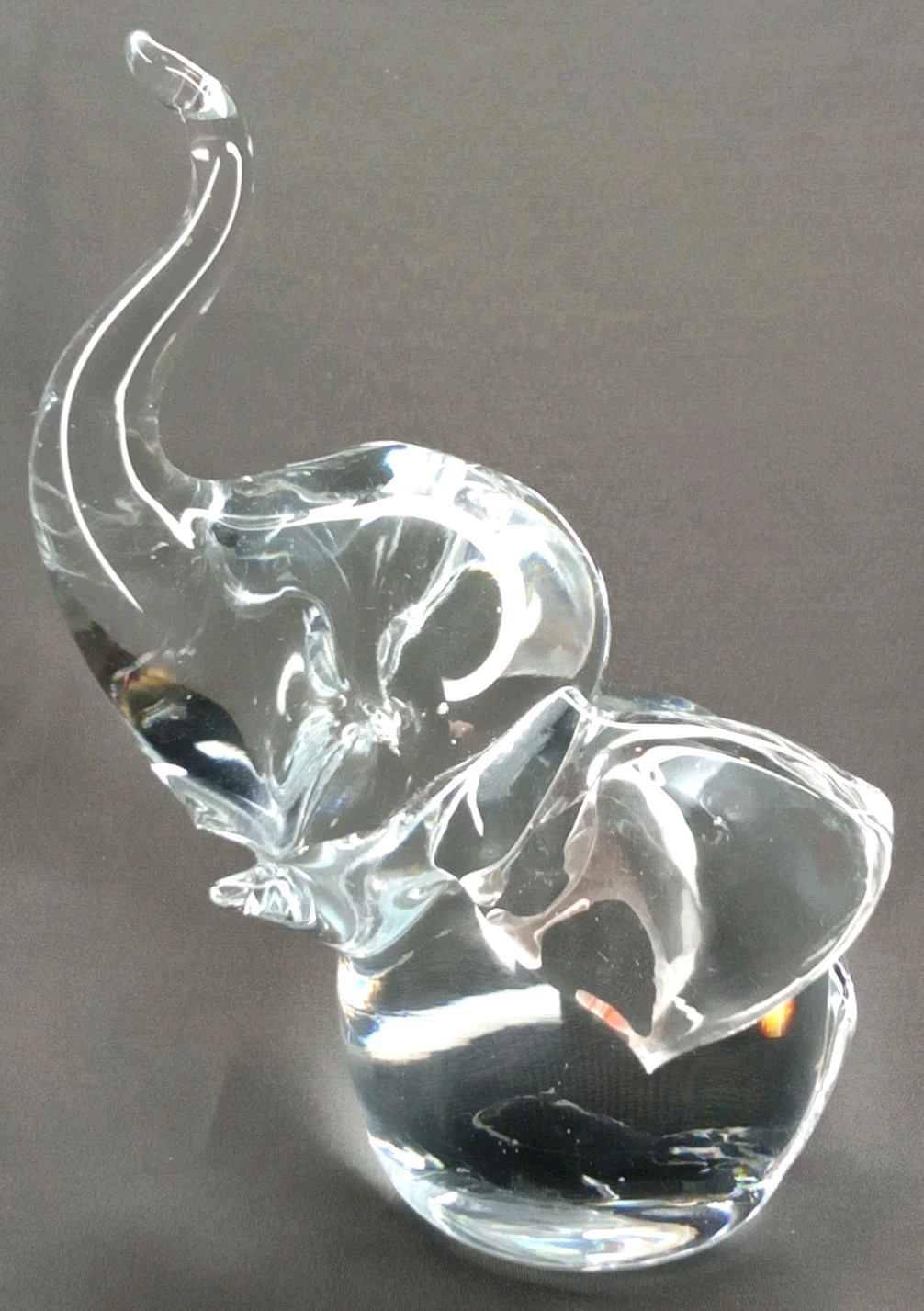 FM Konstglas Glass Elephant Trunk Up Made In Sweden Vintage 1960s