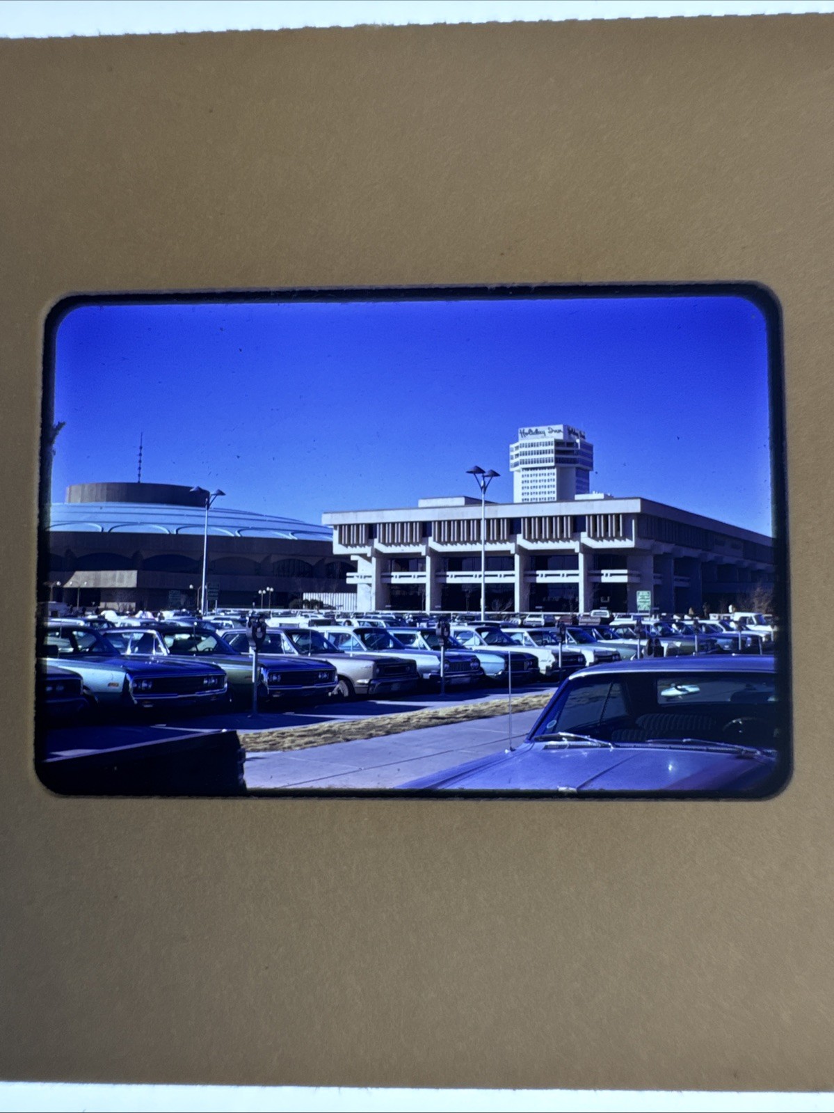 Vtg 1970s Slide Phoenix AZ Civic Plaza Holiday Inn Tower Parking Lot Cars