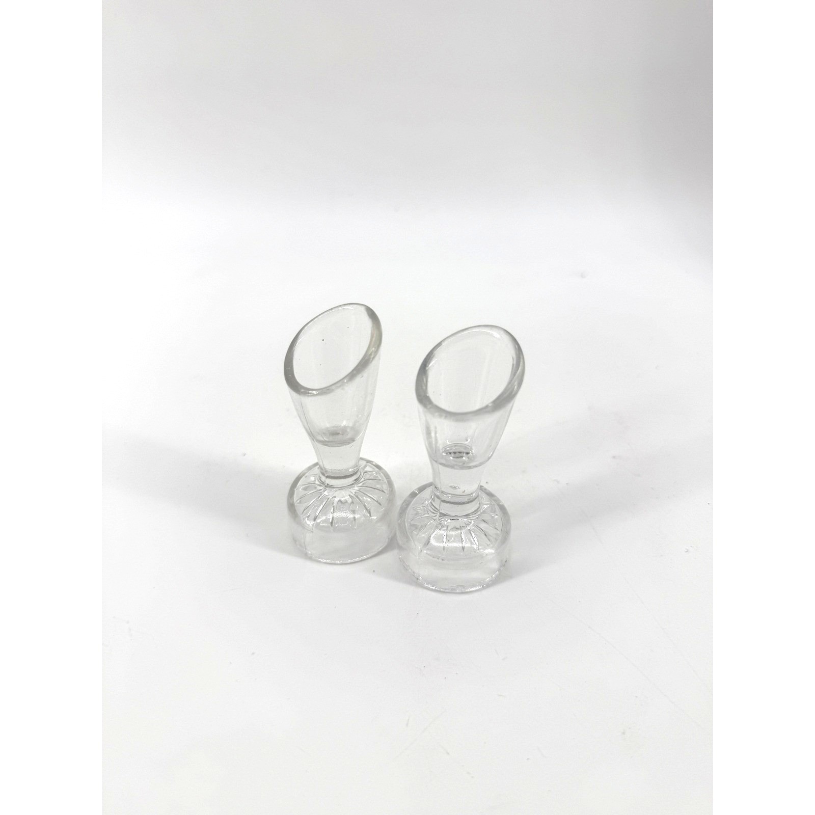 LePage Antique 1896 Patent Communion Glasses Set of 2 Clear Pressed Glass
