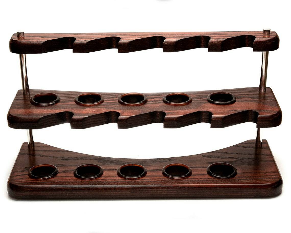Stand for ten smoking tobacco pipes Wooden rack for pipe Holder display for pipe