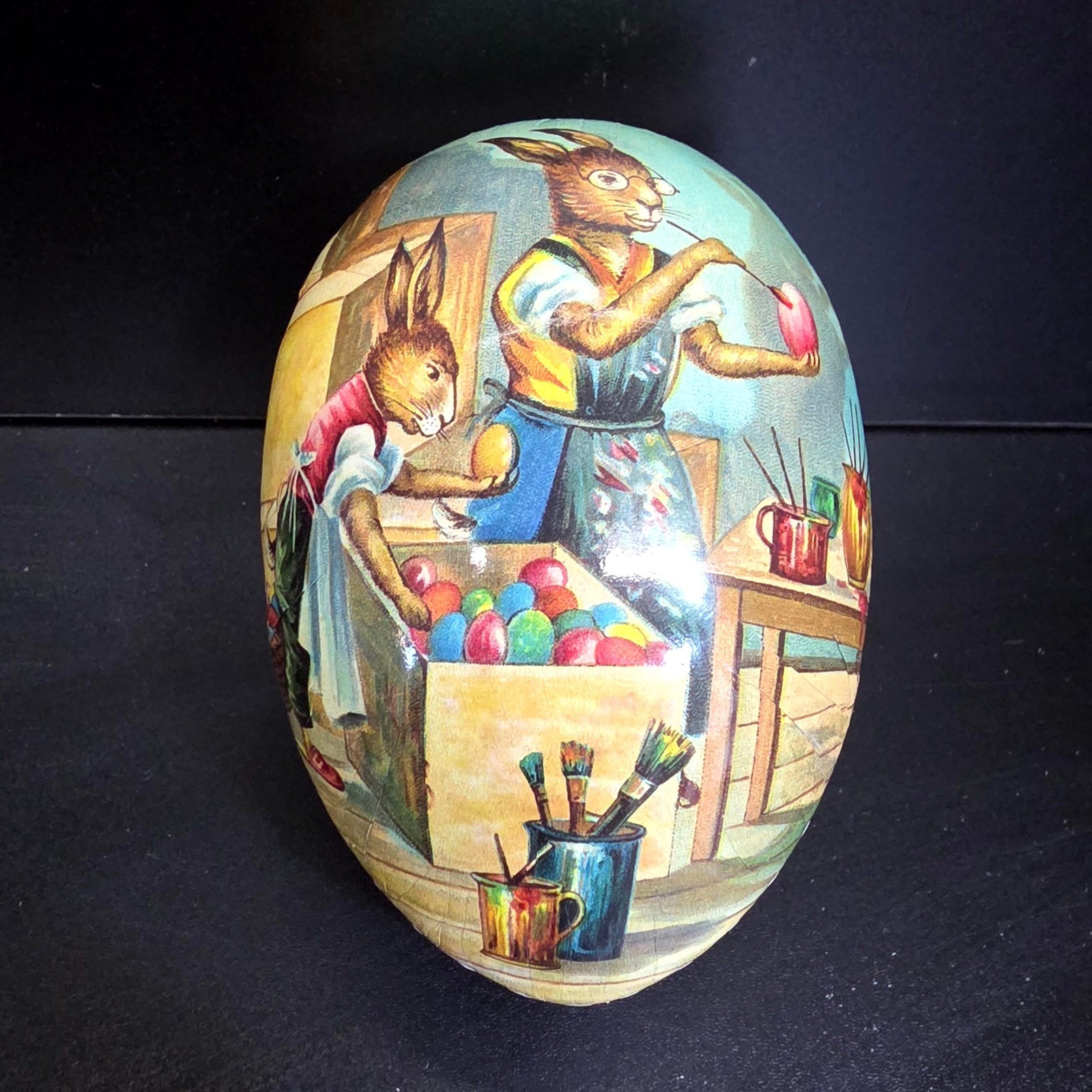 Nestler Germany Easter Egg Box Vintage Bunny Painting Illustration 4 Inch Retro