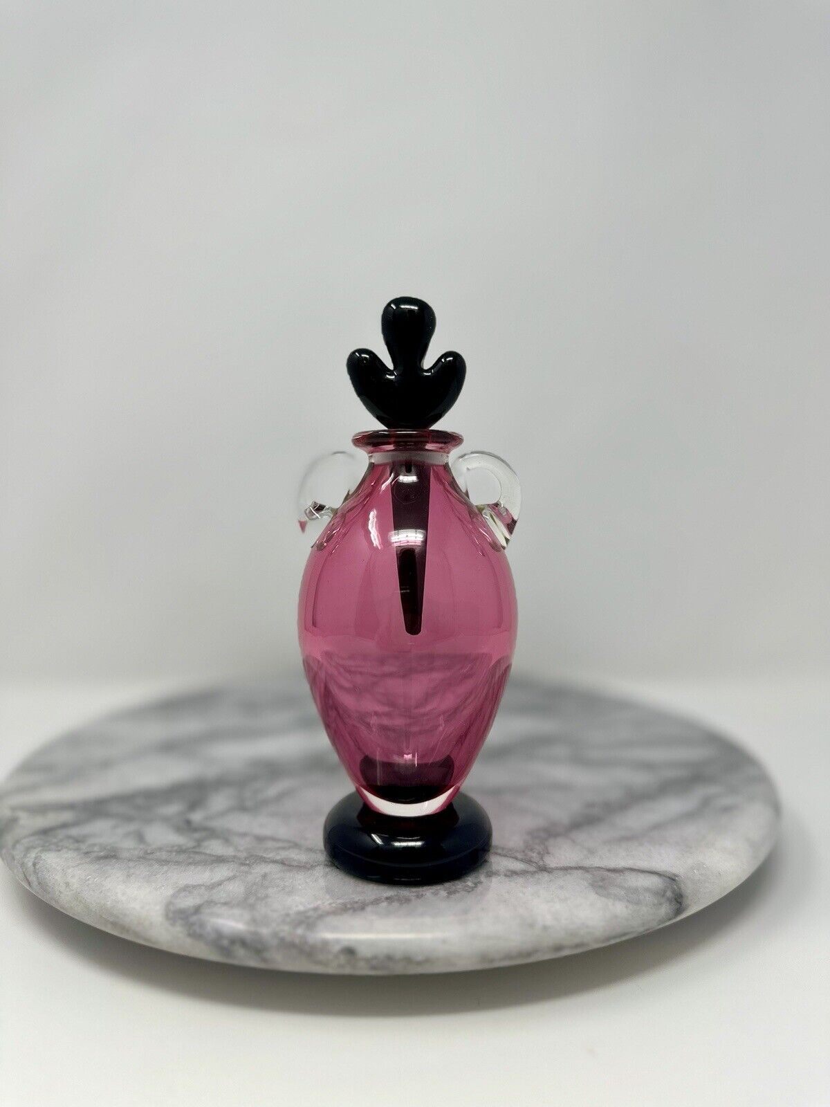 Pink Art Glass Perfume Bottle By Corriea, Signed And Numbered