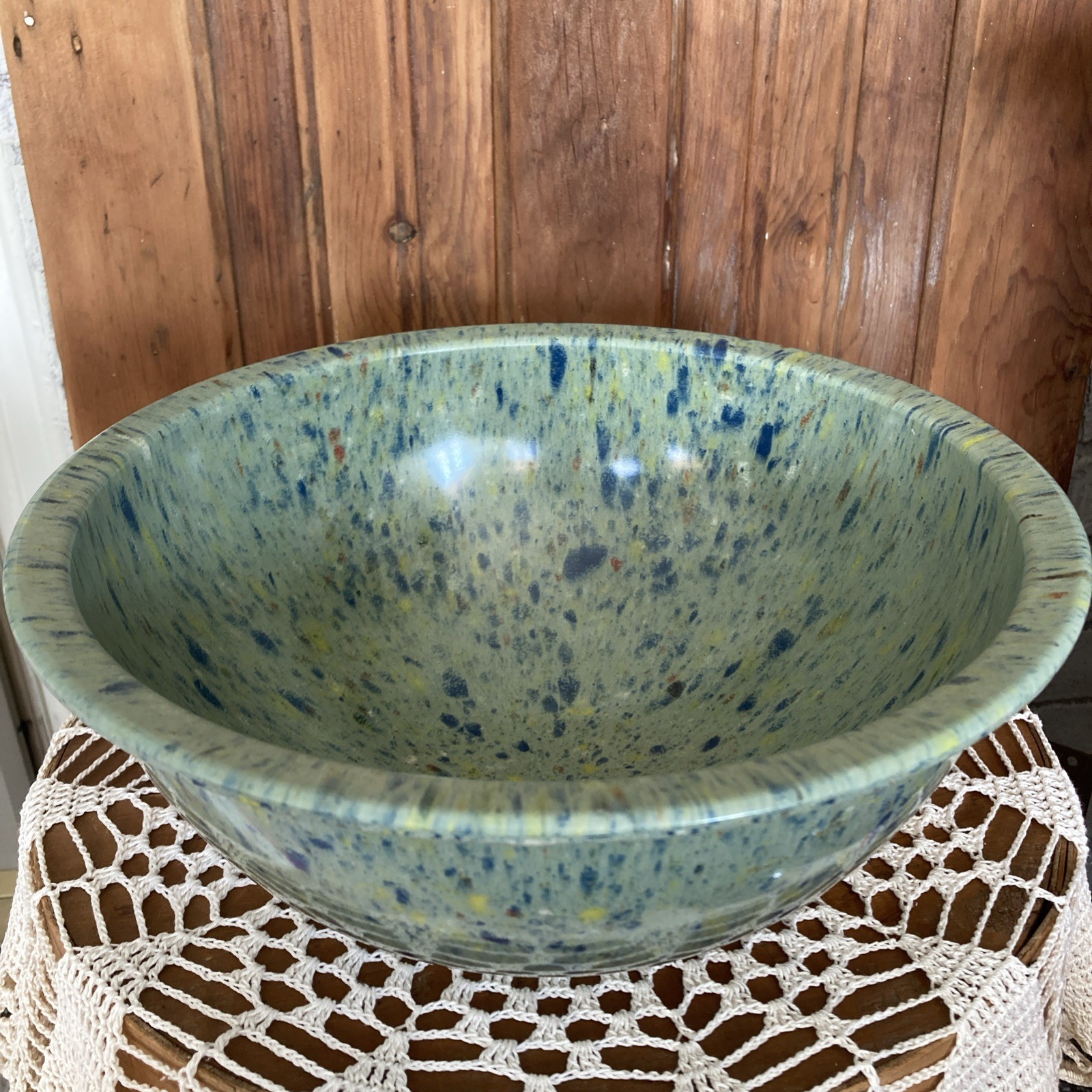 Vintage Texas Ware Green Bowl Confetti Melmac Melamine 125 Dallas