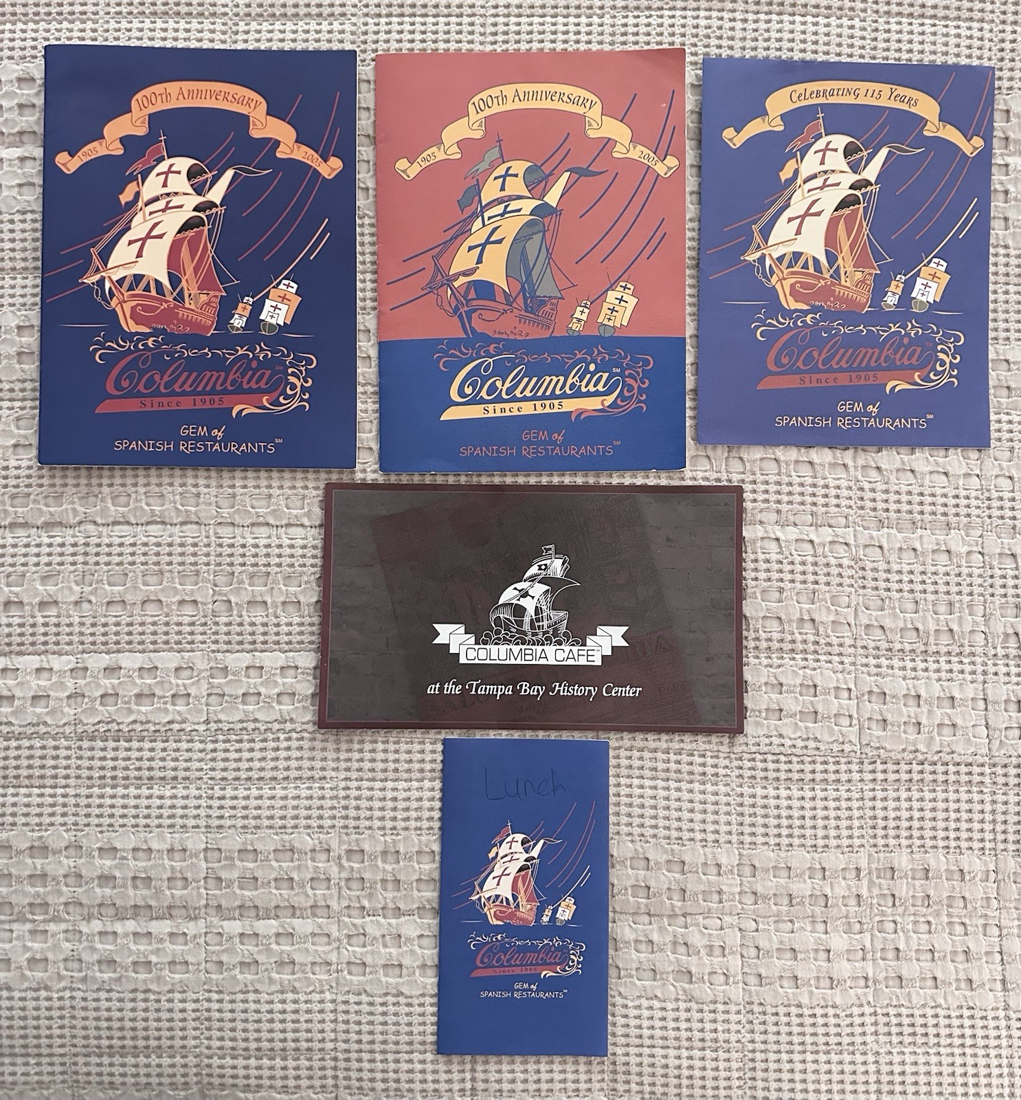 Lot-5 Vintage Columbia Restaurant Menus Tampa Ybor City 100th/115th Anniversary Lot-5 Vintage Columbia Restaurant Menus Tampa Ybor City 100th/115th Anniversary