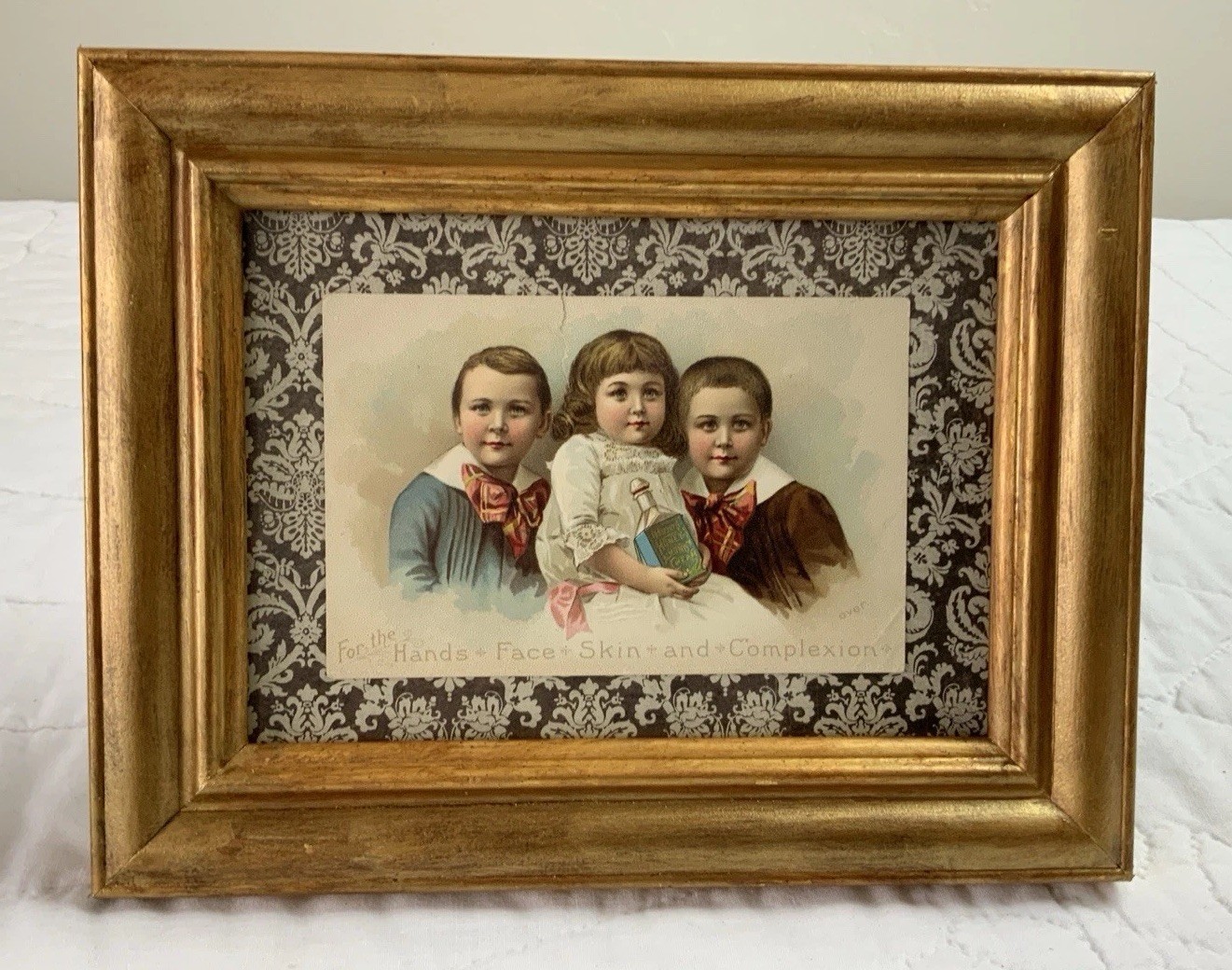 Antique Vintage Trade Card Ephemera, Girl, Two Boys Advertising Honey Hand Cream